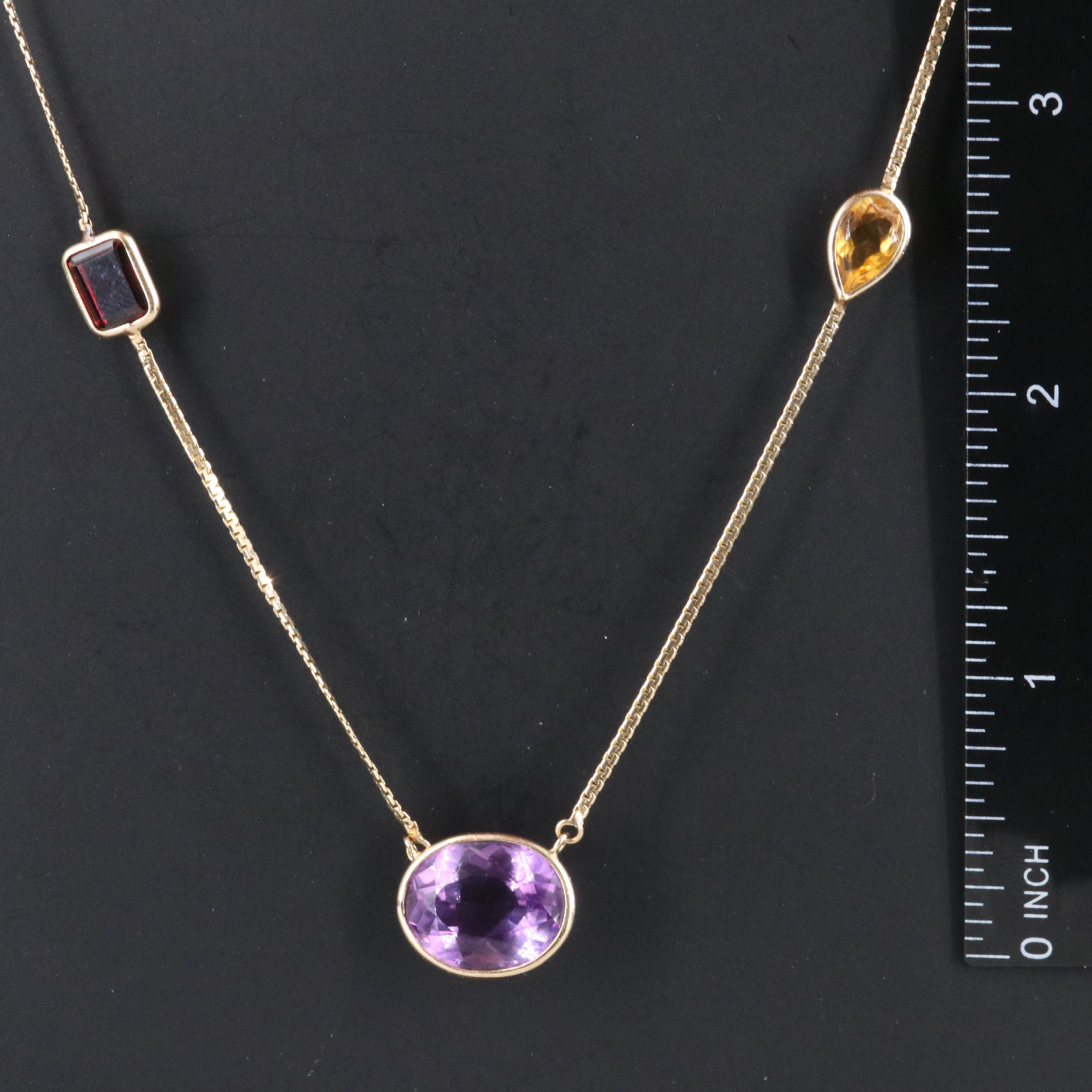 14K Gemstone Station Necklace