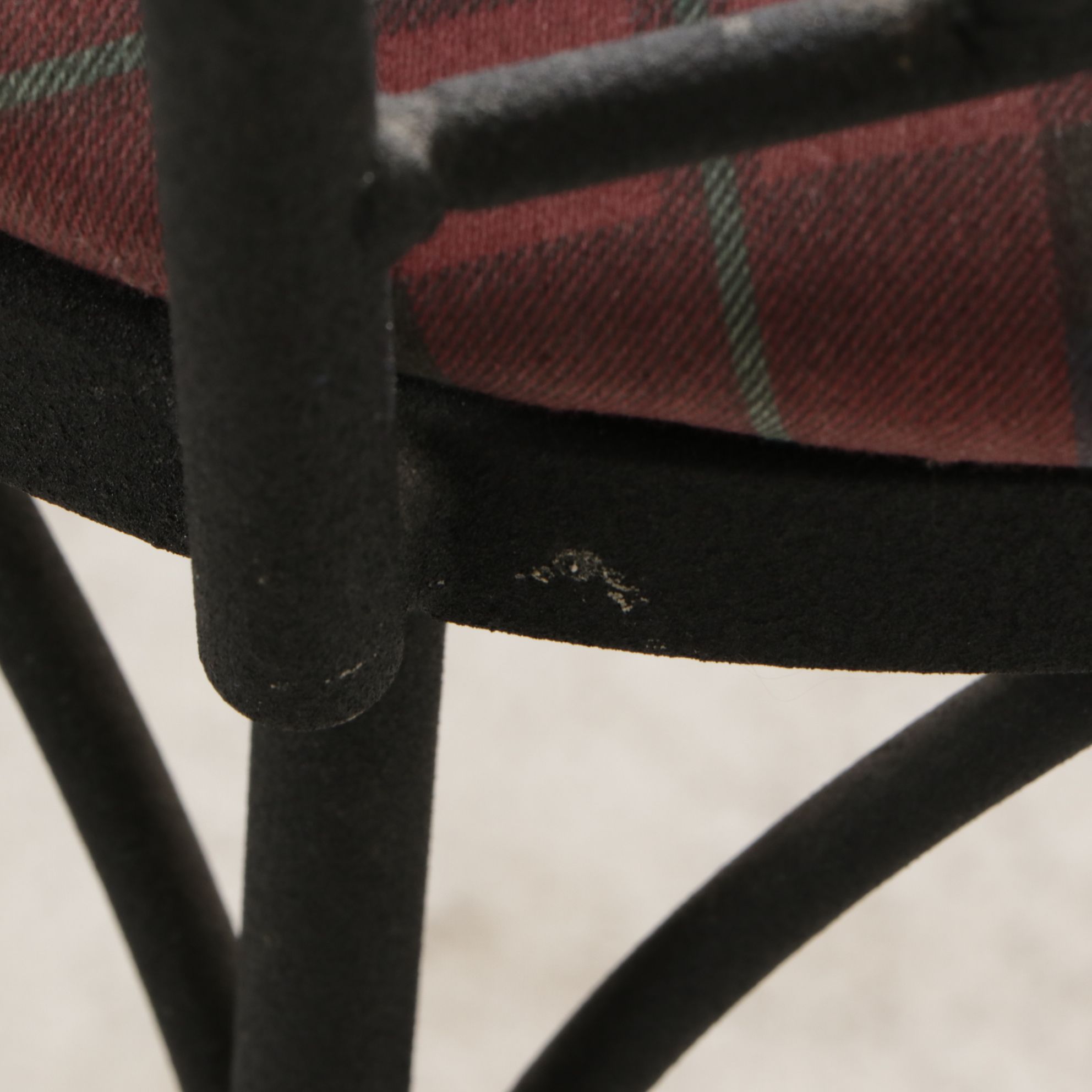 Charleston Forge Wrought  Iron and Oak High-Top Bistro Table and Two Chairs