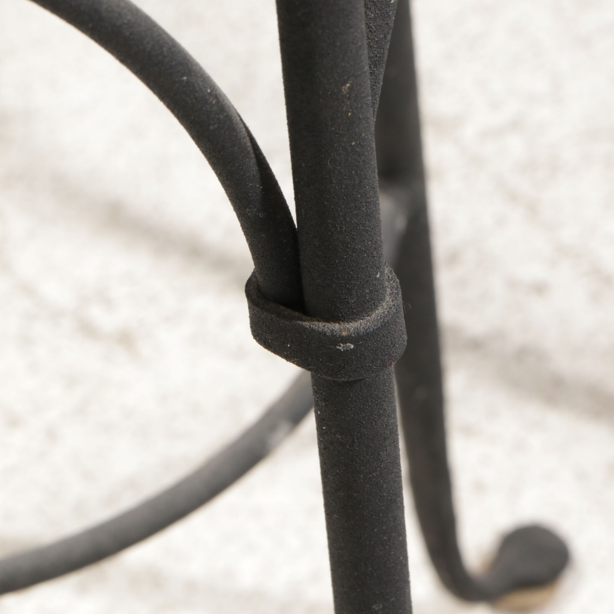 Charleston Forge Wrought  Iron and Oak High-Top Bistro Table and Two Chairs