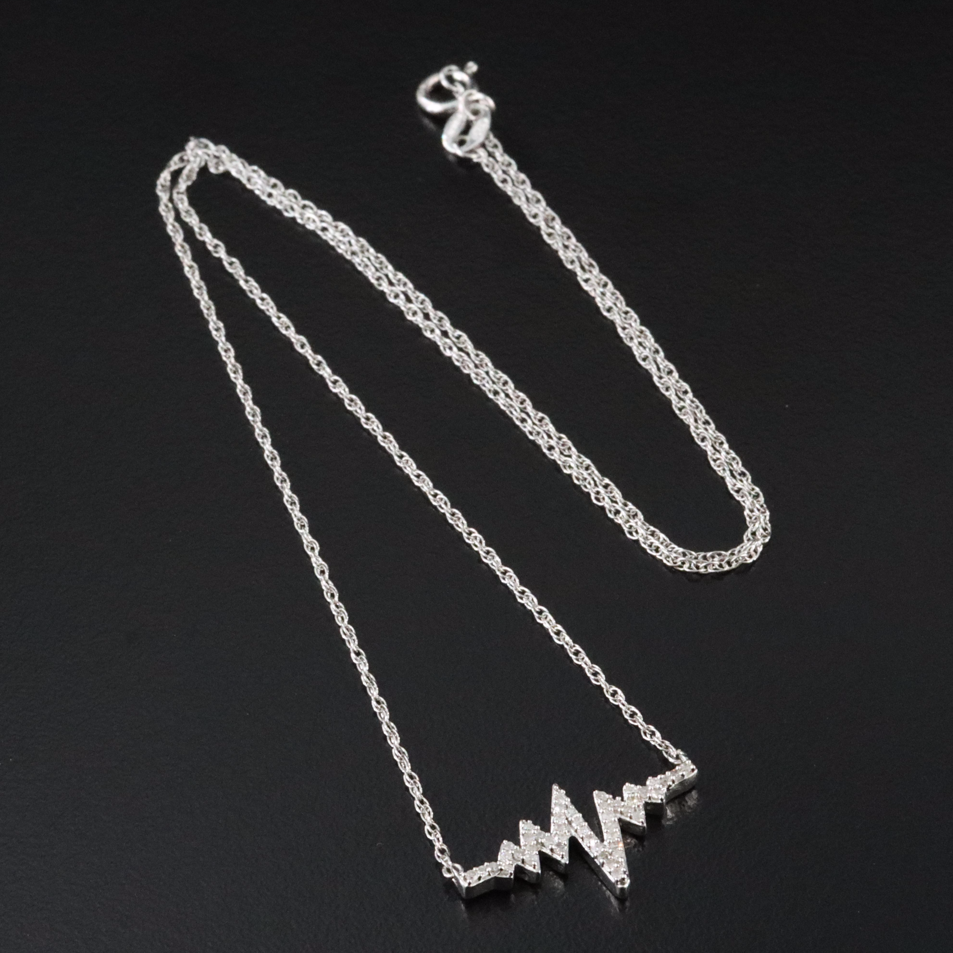 Sterling and Diamond Heartbeat Necklace