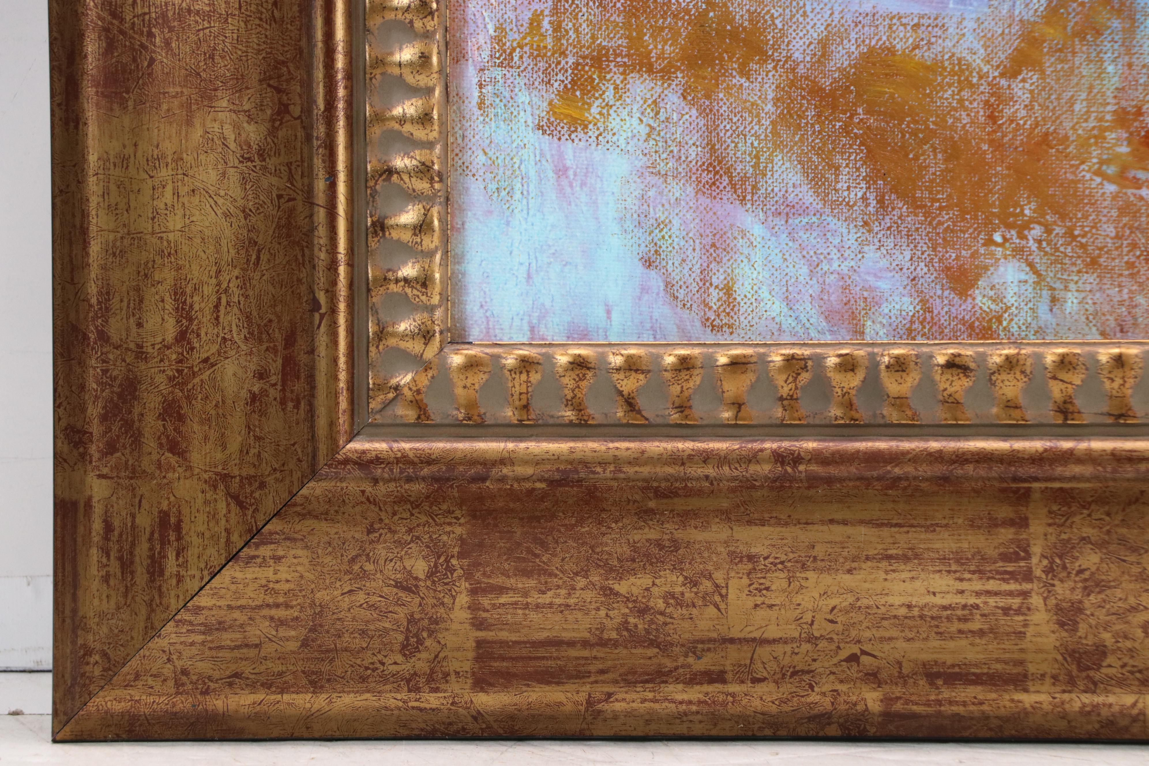 T. Tabee Fauvist Inspired Oil Painting of Floral Scene with Umbrella