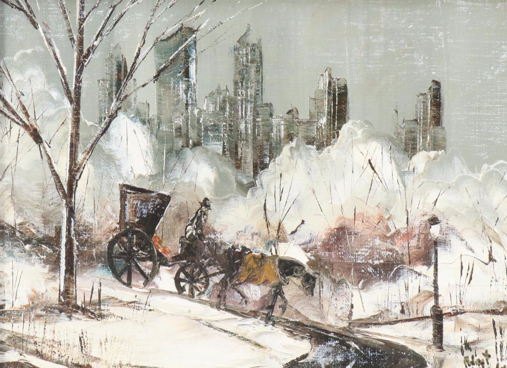 Robert Lebron Winter Landscape Oil Painting "Central Park"
