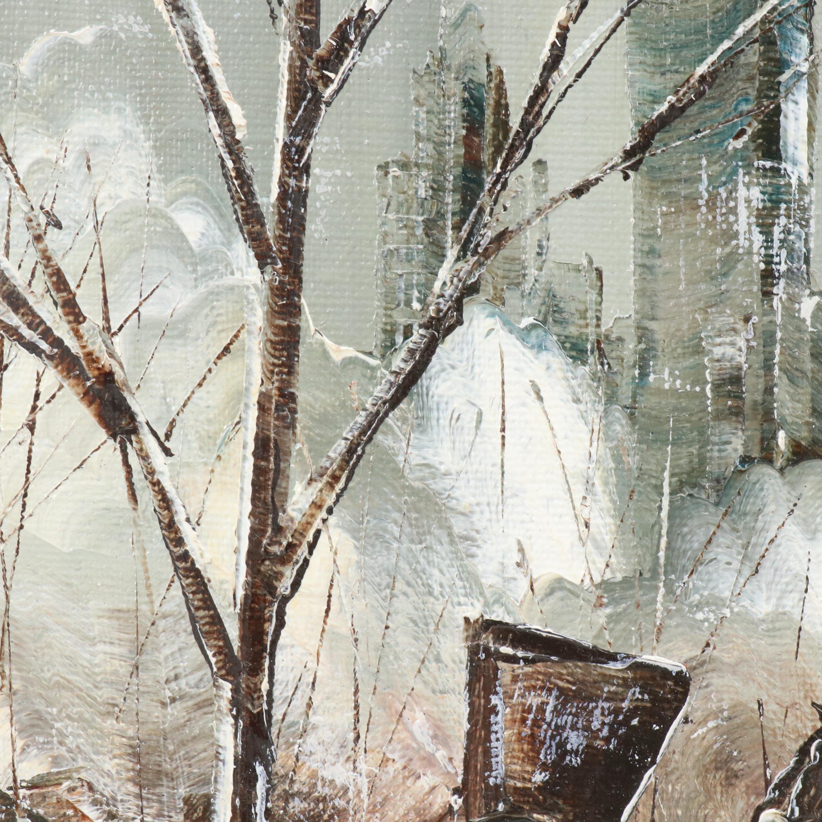 Robert Lebron Winter Landscape Oil Painting "Central Park"