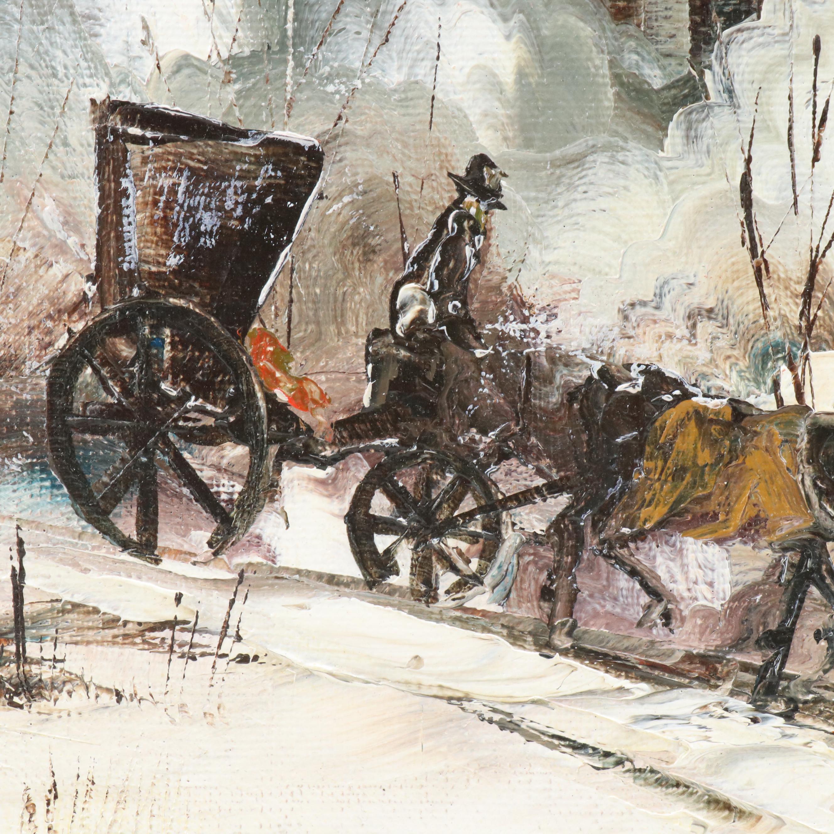 Robert Lebron Winter Landscape Oil Painting "Central Park"