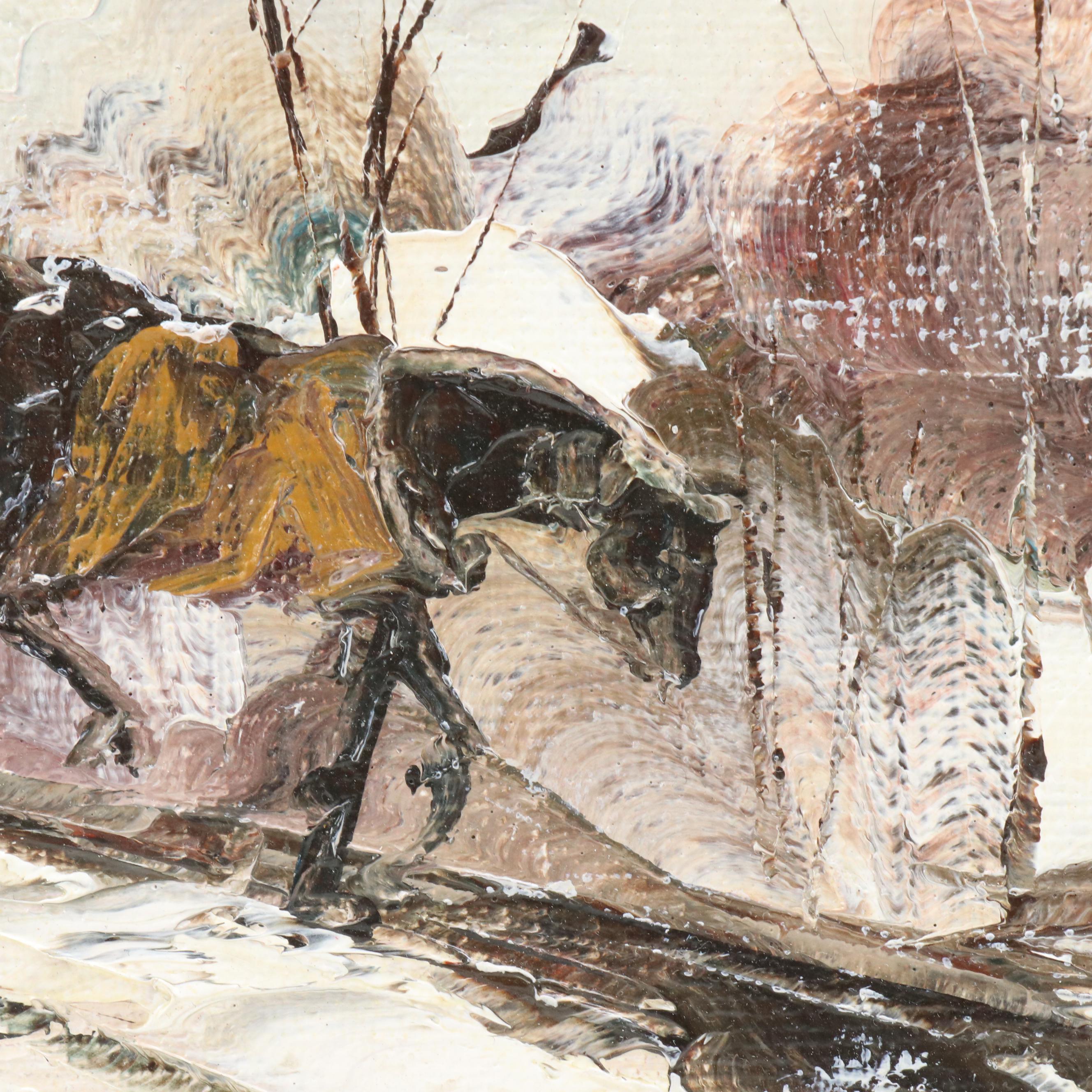 Robert Lebron Winter Landscape Oil Painting "Central Park"