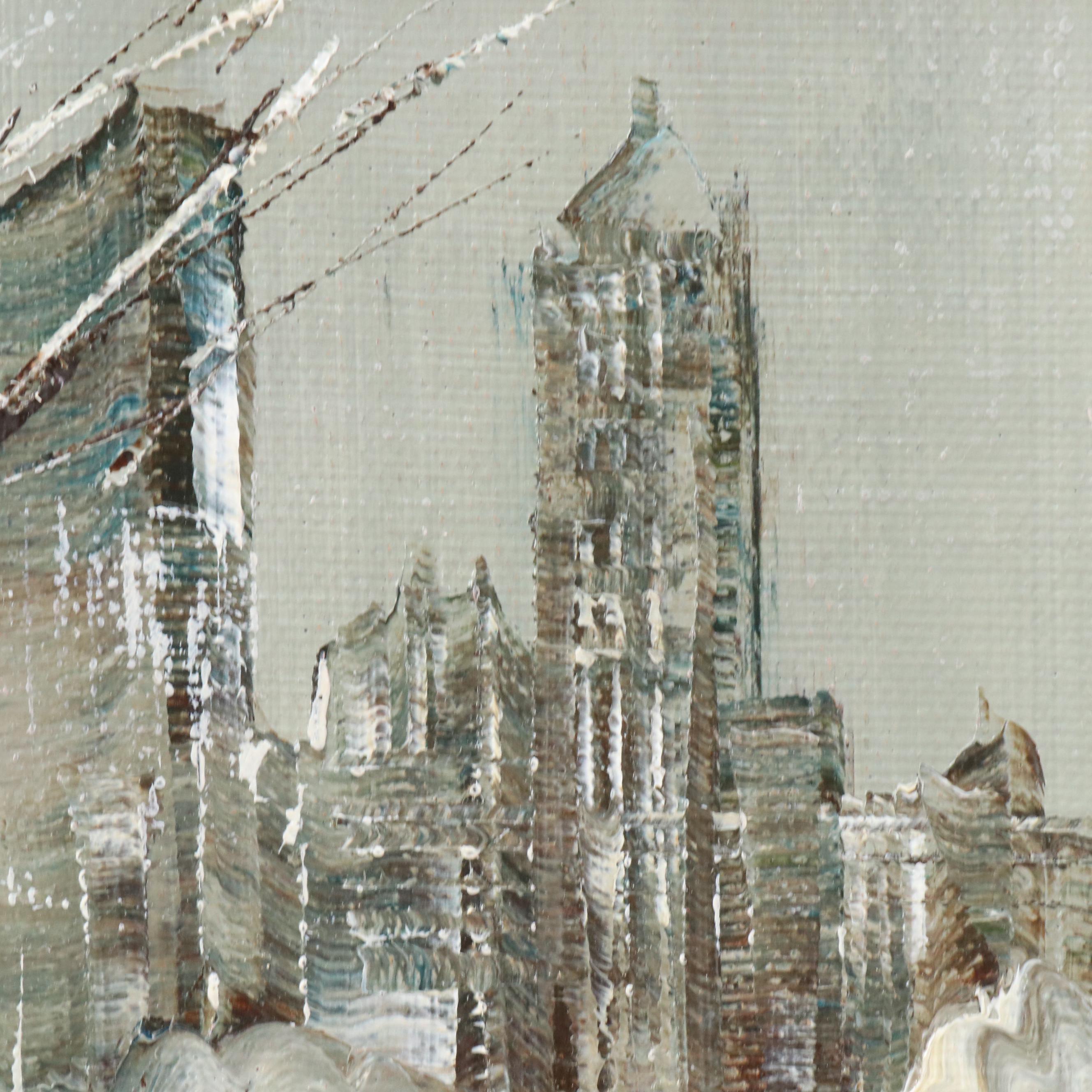 Robert Lebron Winter Landscape Oil Painting "Central Park"