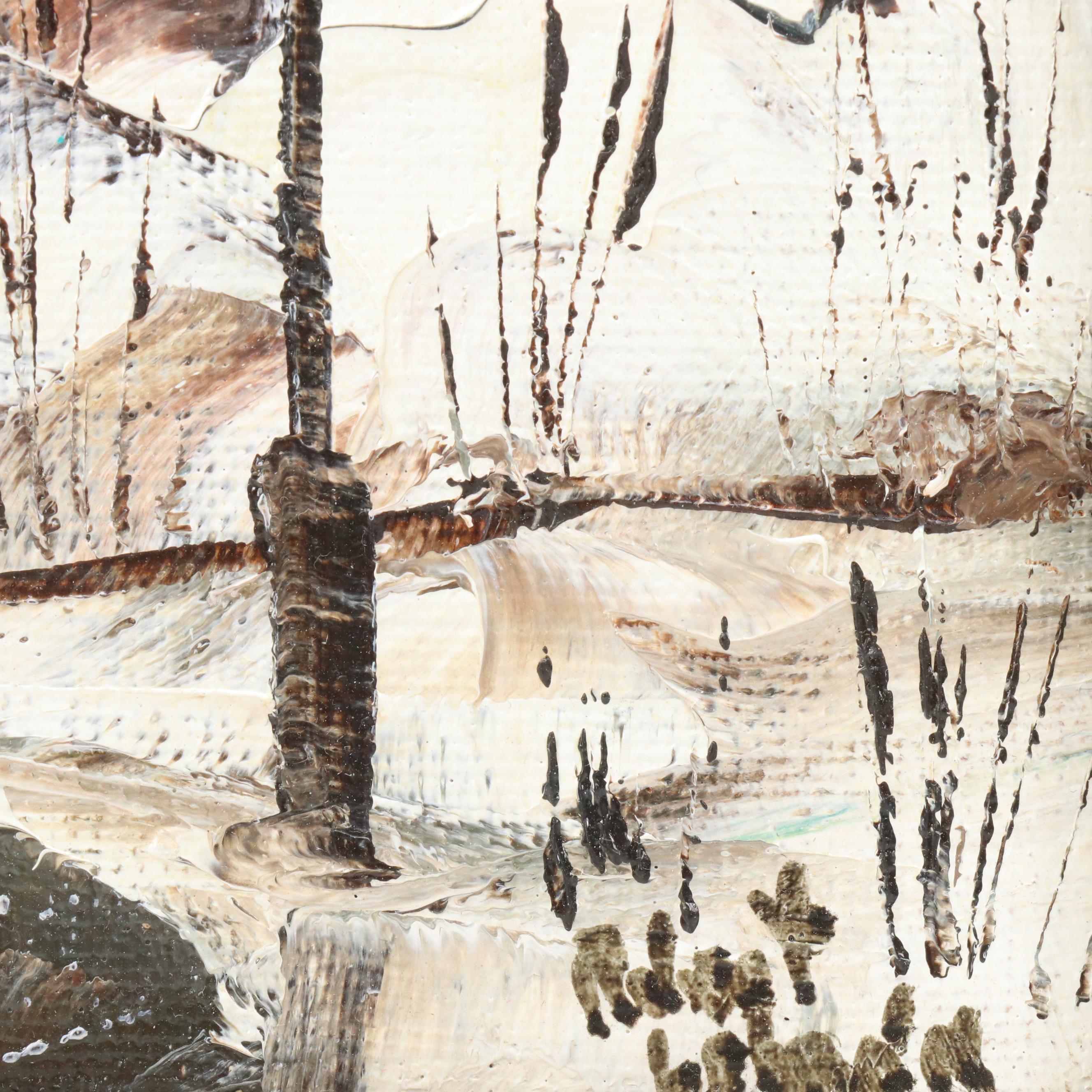 Robert Lebron Winter Landscape Oil Painting "Central Park"