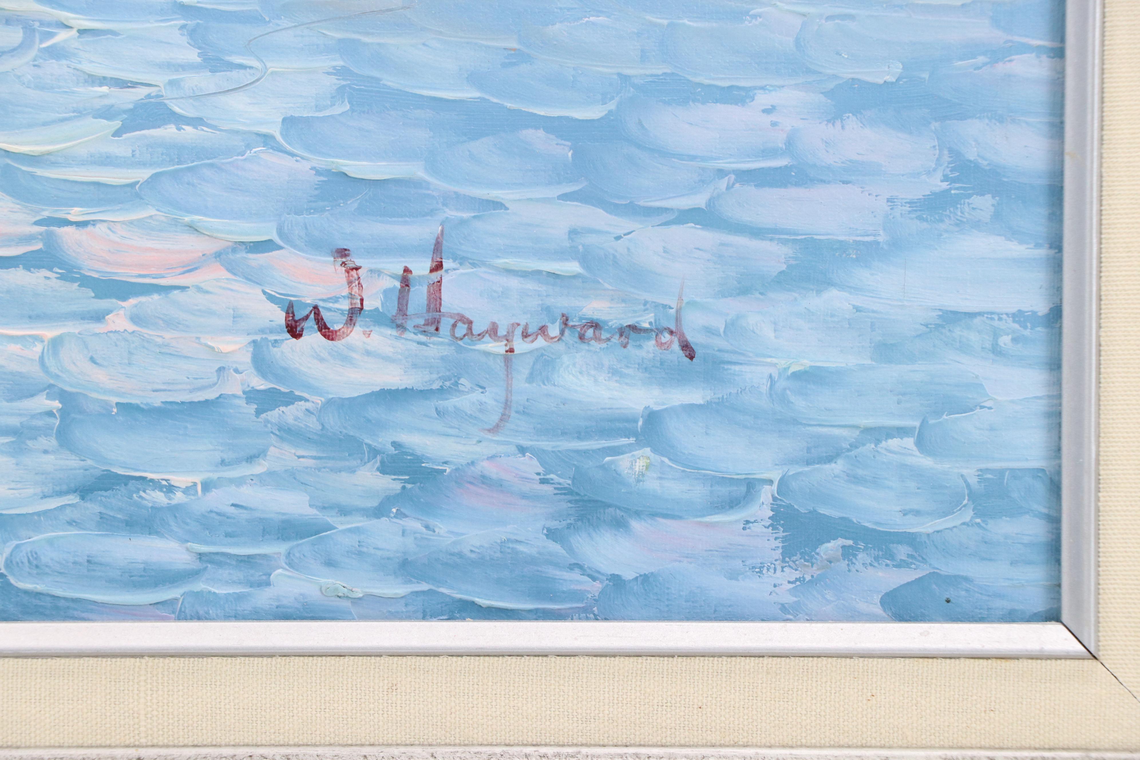 W. Hayward Impasto Oil Painting of Maritime Scene with Fishing Boats