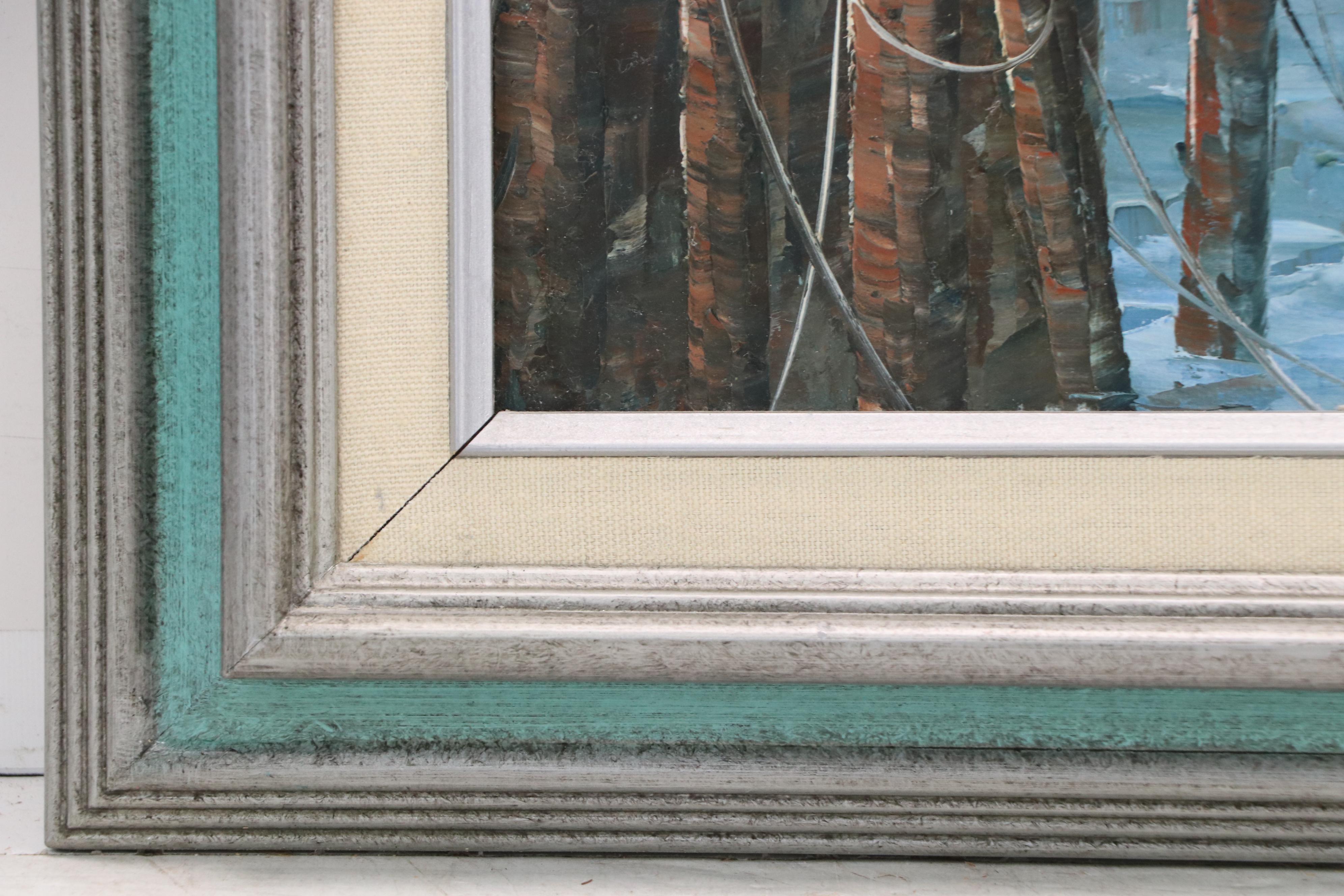 W. Hayward Impasto Oil Painting of Maritime Scene with Fishing Boats