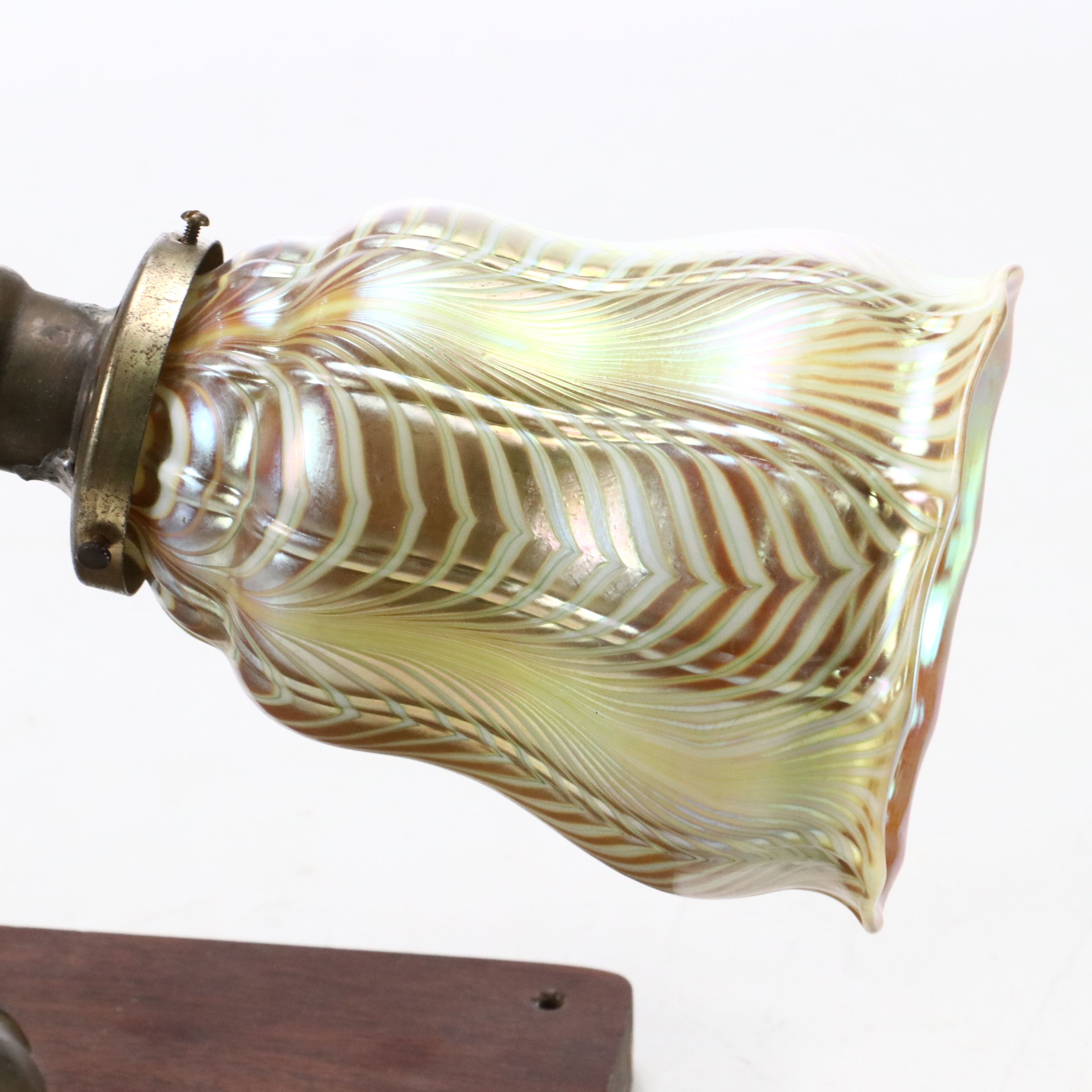 Iridescent Feather Pulled Glass Wall Sconce Downlight