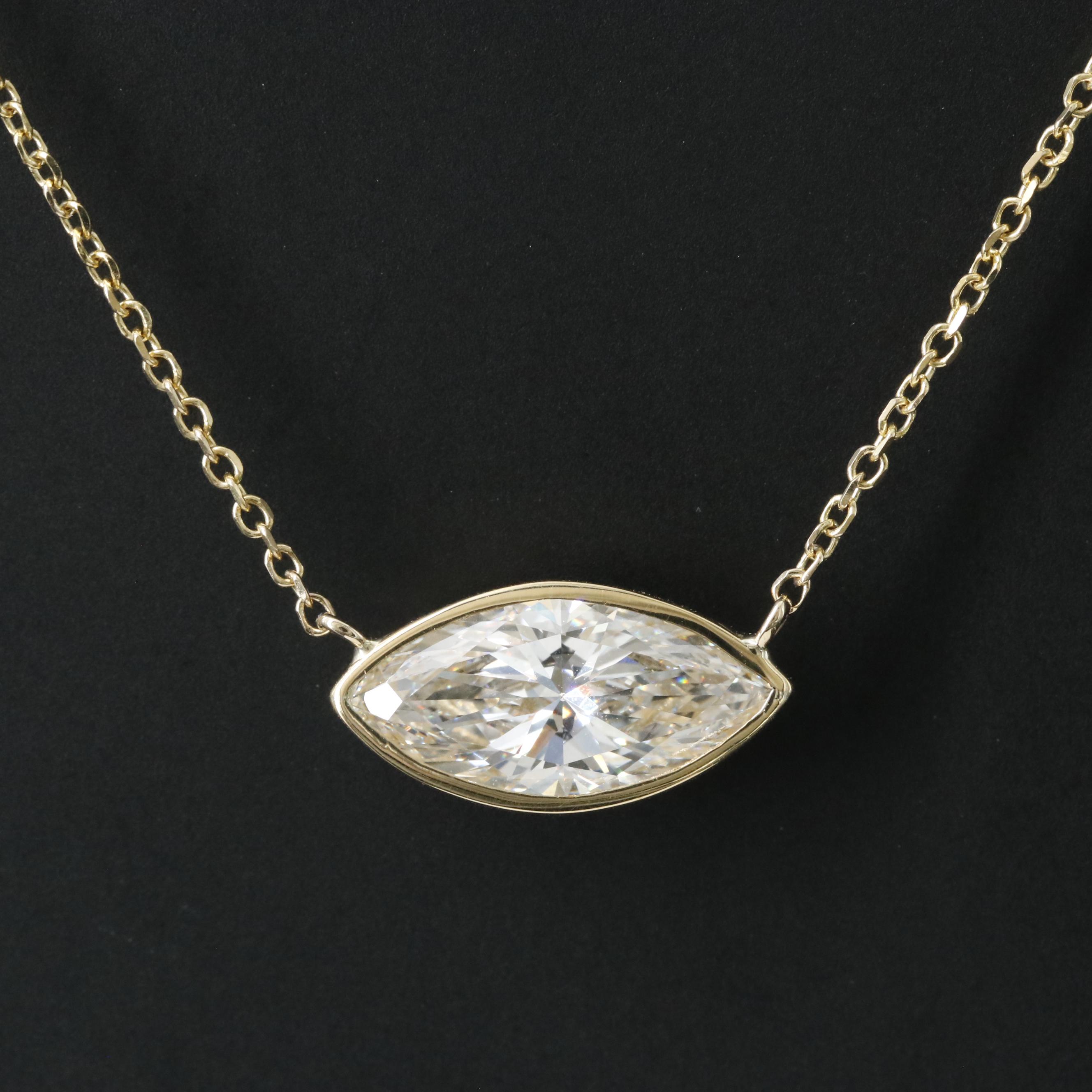 14K 2.02 CT Lab Grown Diamond Solitaire Necklace with IGI Report