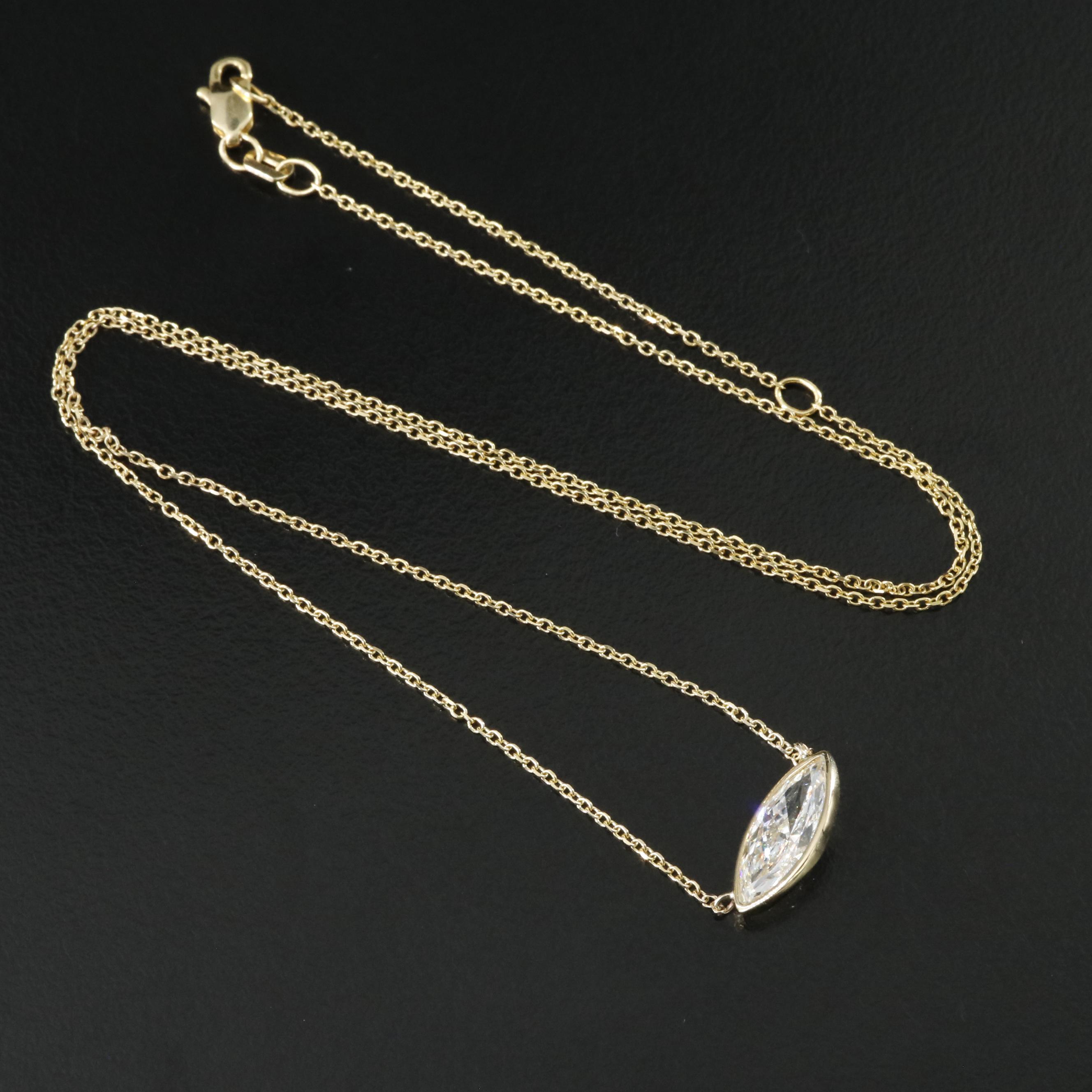 14K 2.02 CT Lab Grown Diamond Solitaire Necklace with IGI Report