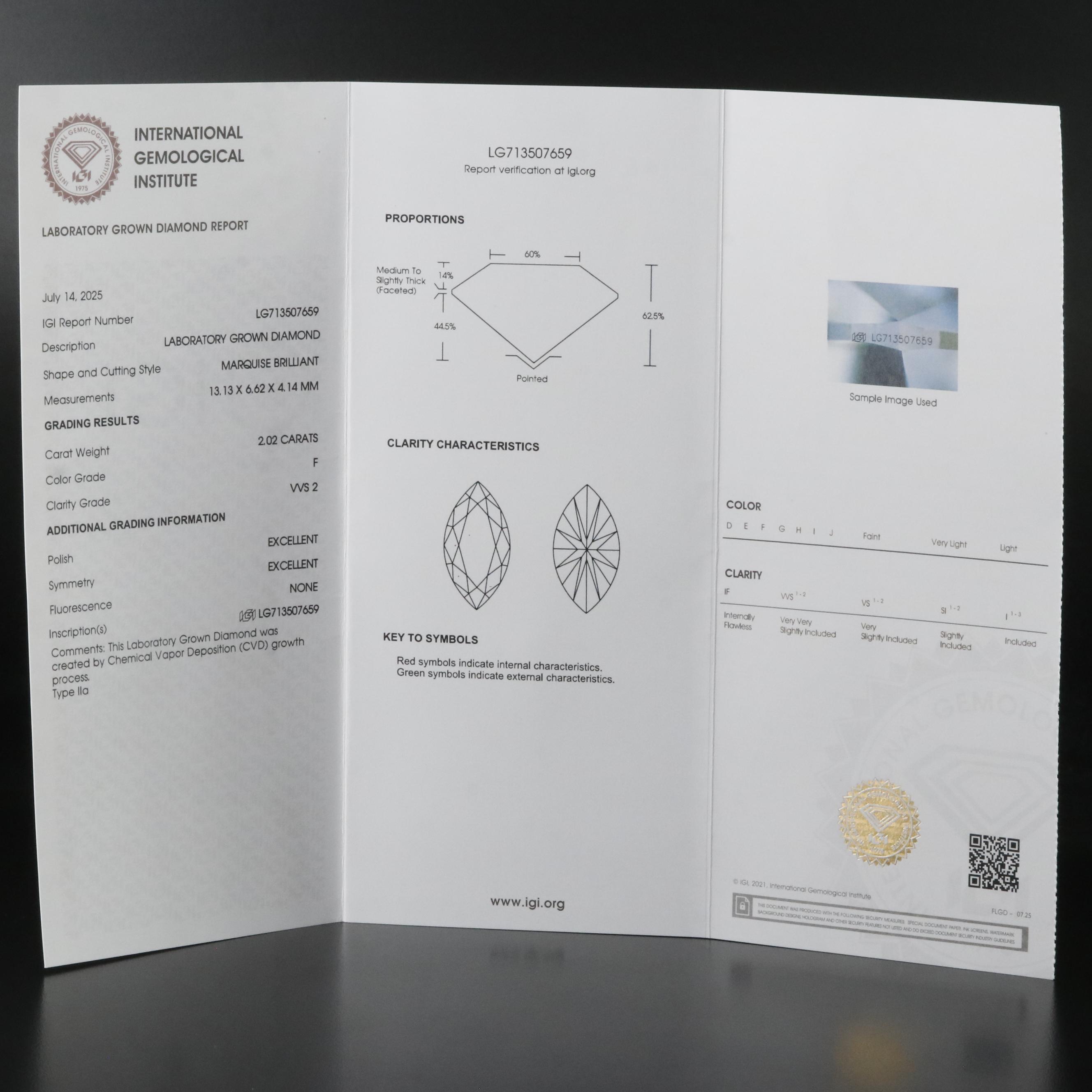 14K 2.02 CT Lab Grown Diamond Solitaire Necklace with IGI Report