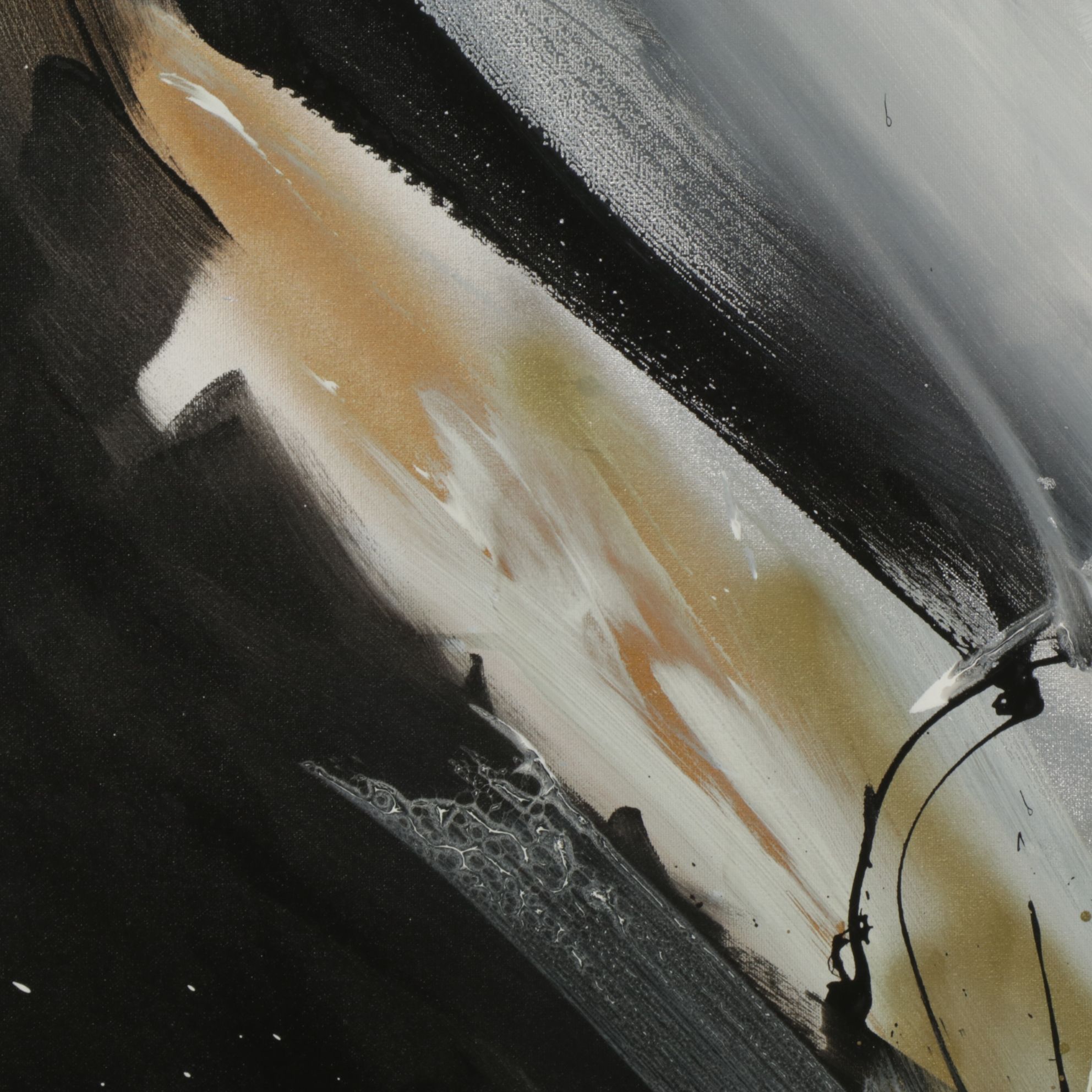 Patrick McNurney Gold and Copper Tone Gestural Abstract Oil Painting on Canvas