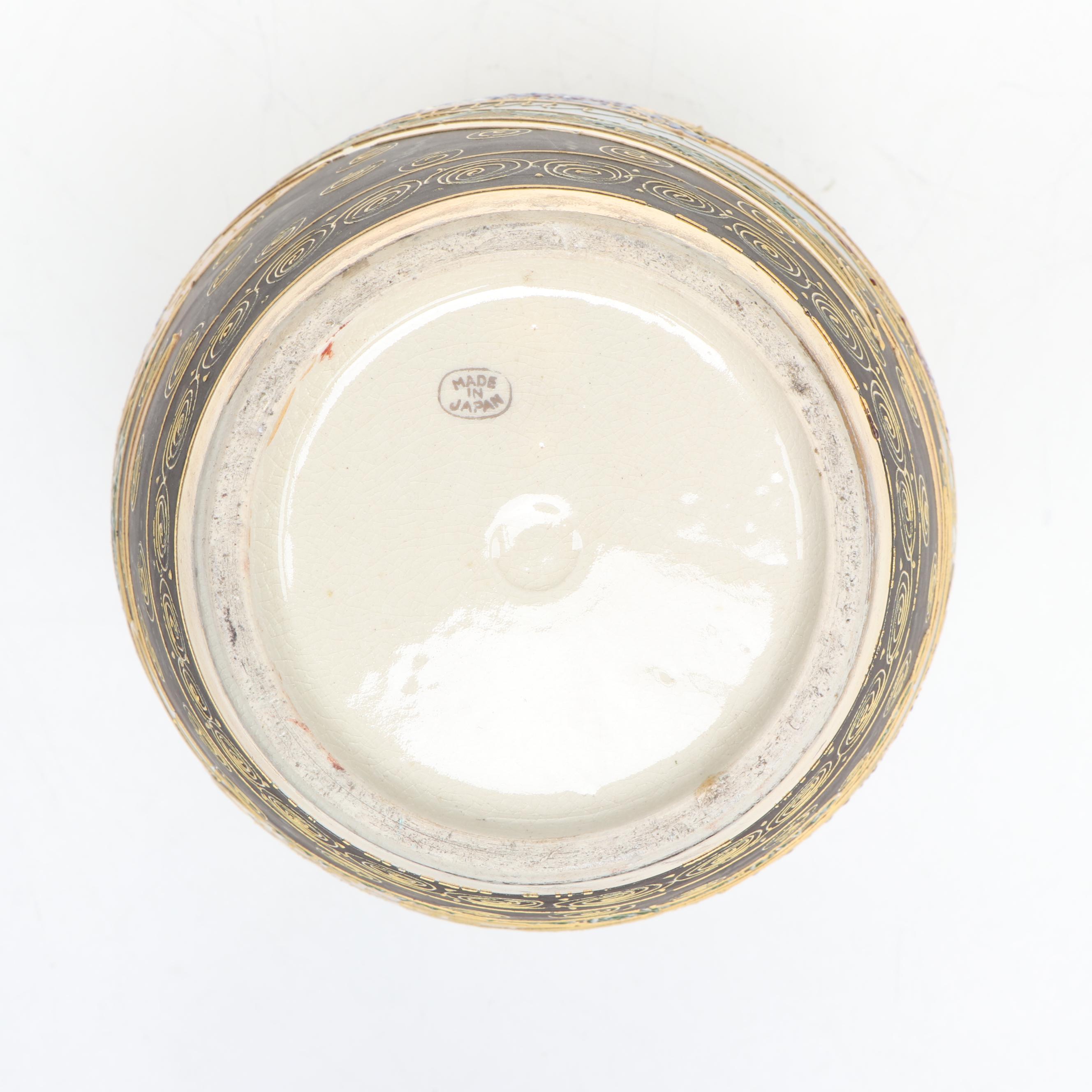 Japanese Moriage Ceramic Vase with Porcelain Opium Pillow