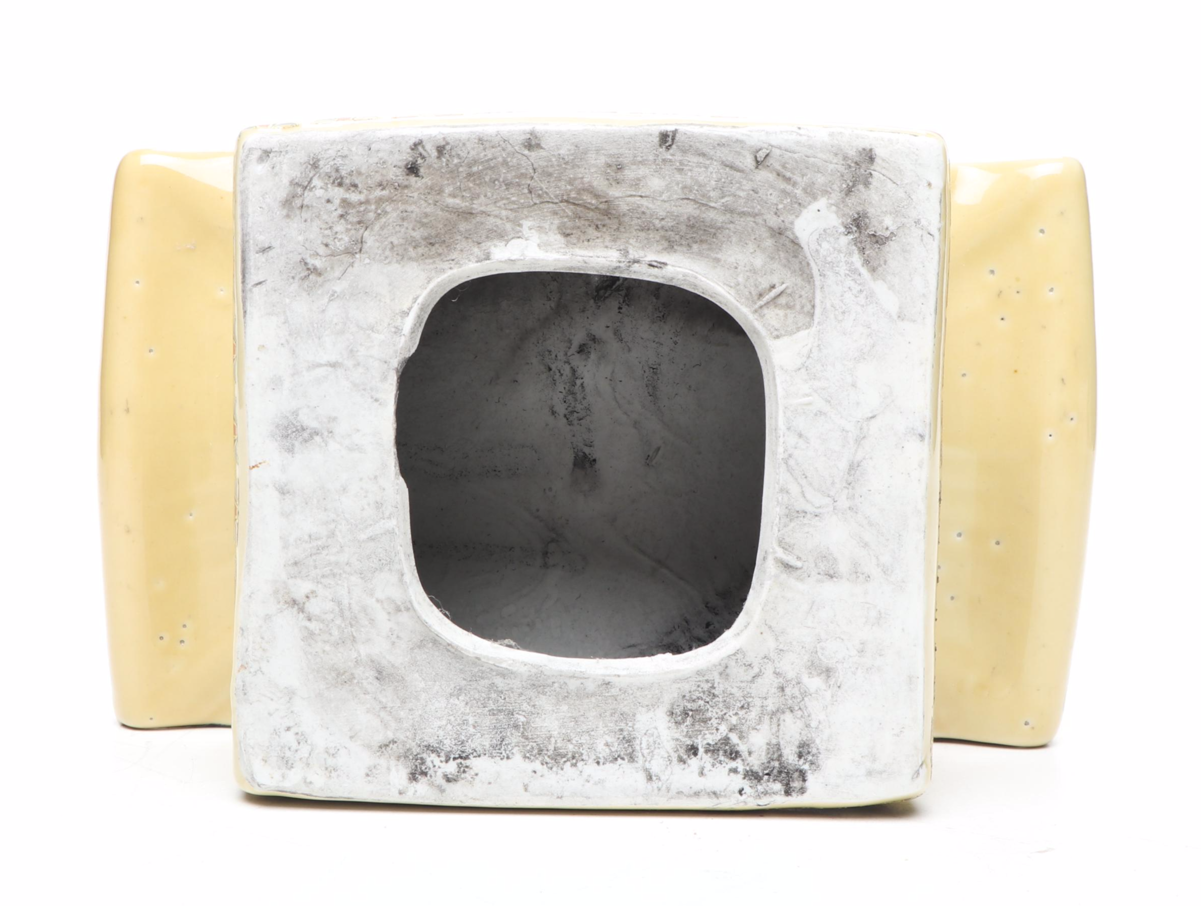 Japanese Moriage Ceramic Vase with Porcelain Opium Pillow