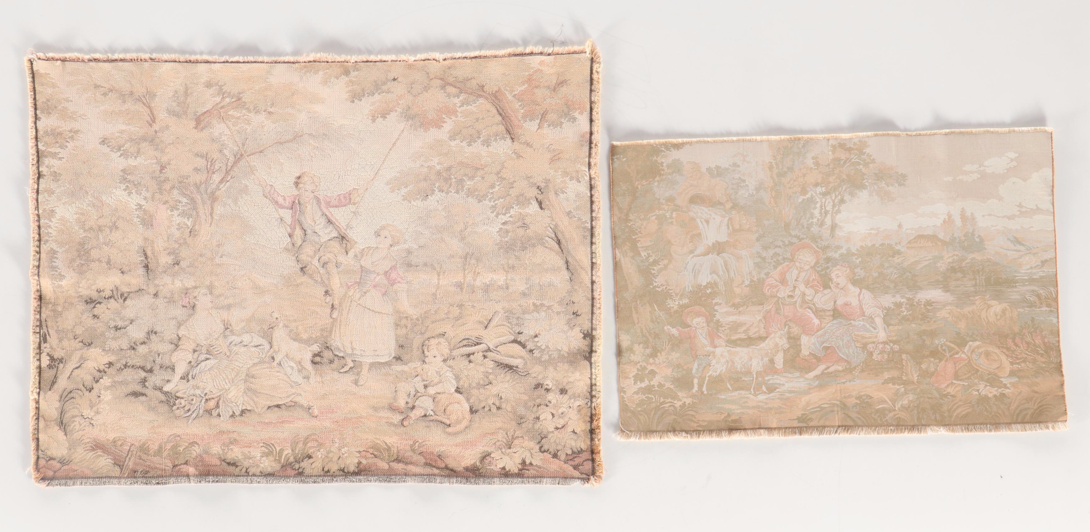 Arazzo French Rococo Revival and Pastoral Scene Tapestry Panels