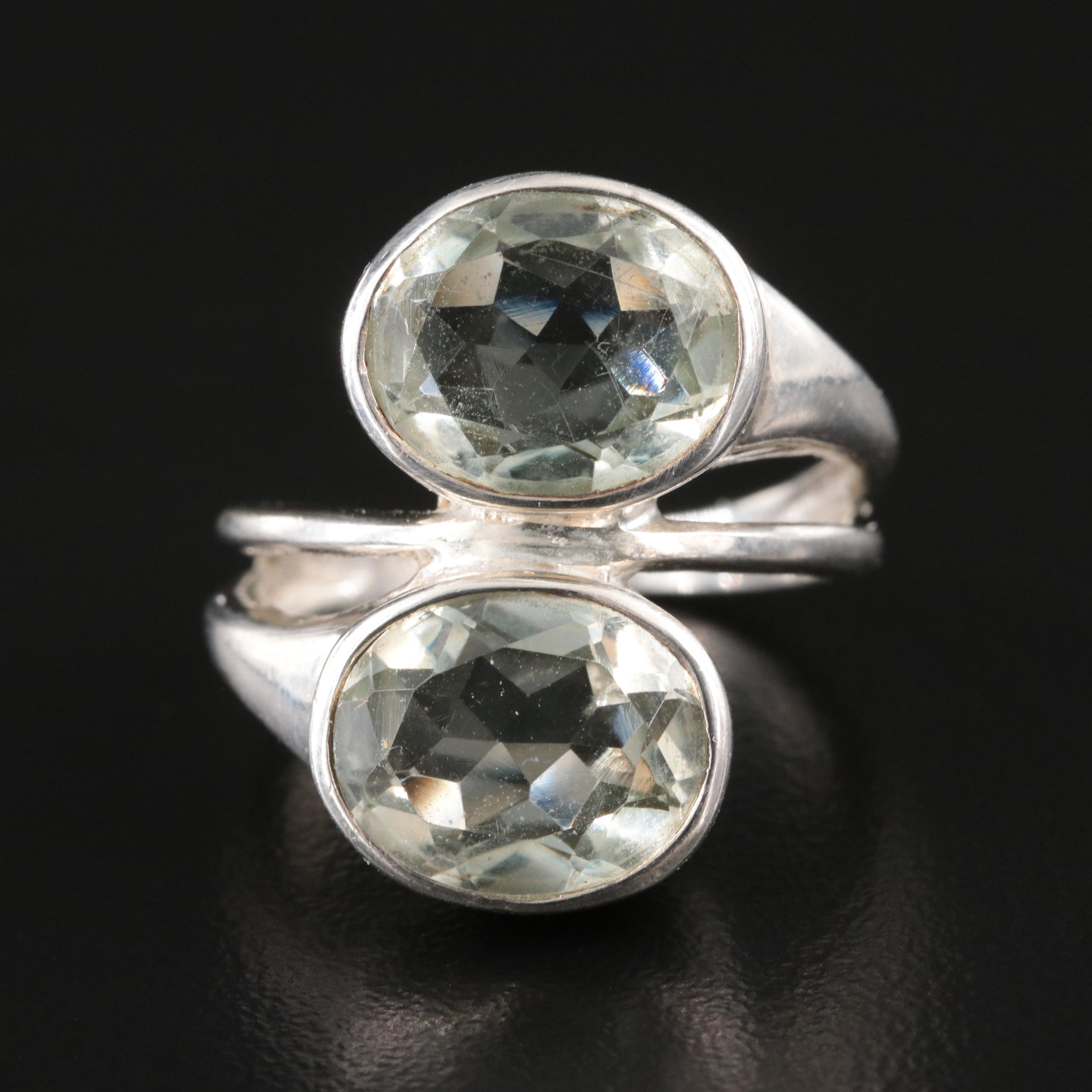 Sterling Prasiolite Bypass Ring