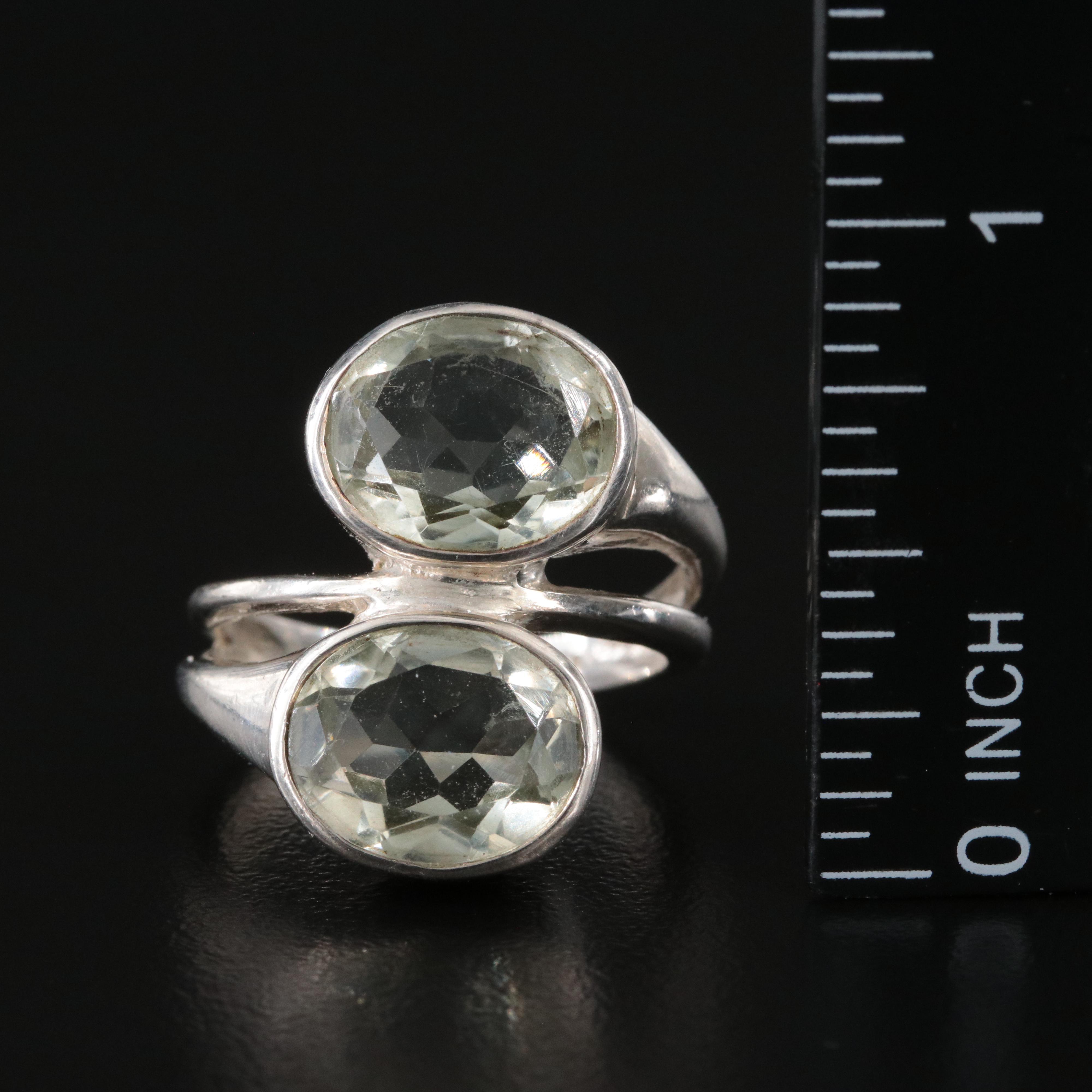 Sterling Prasiolite Bypass Ring