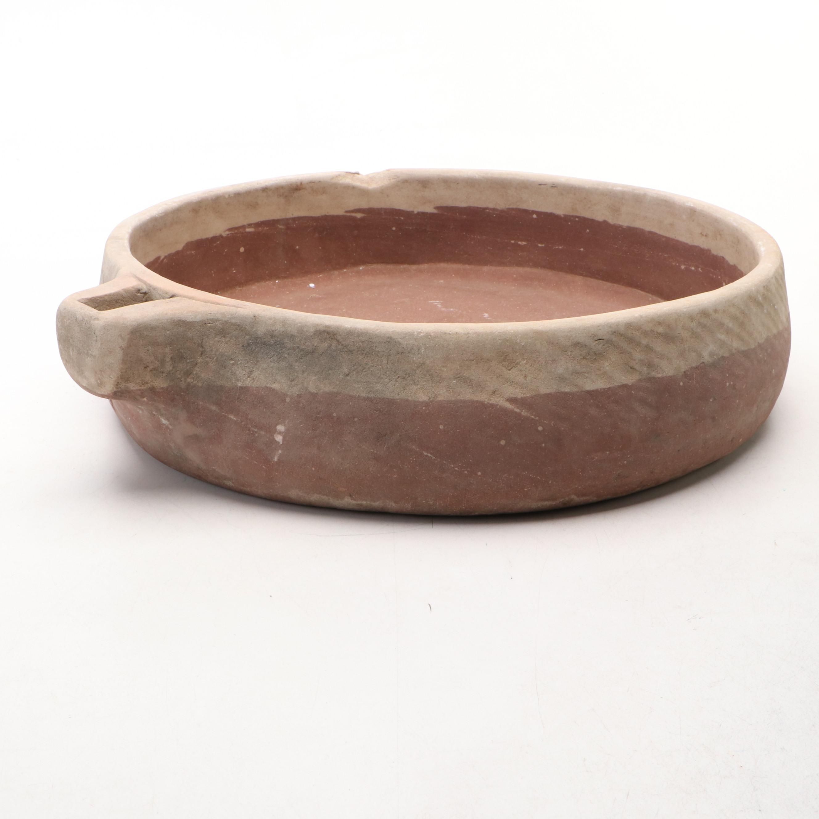 Indian Hand-Carved Sandstone Kundi Bowl