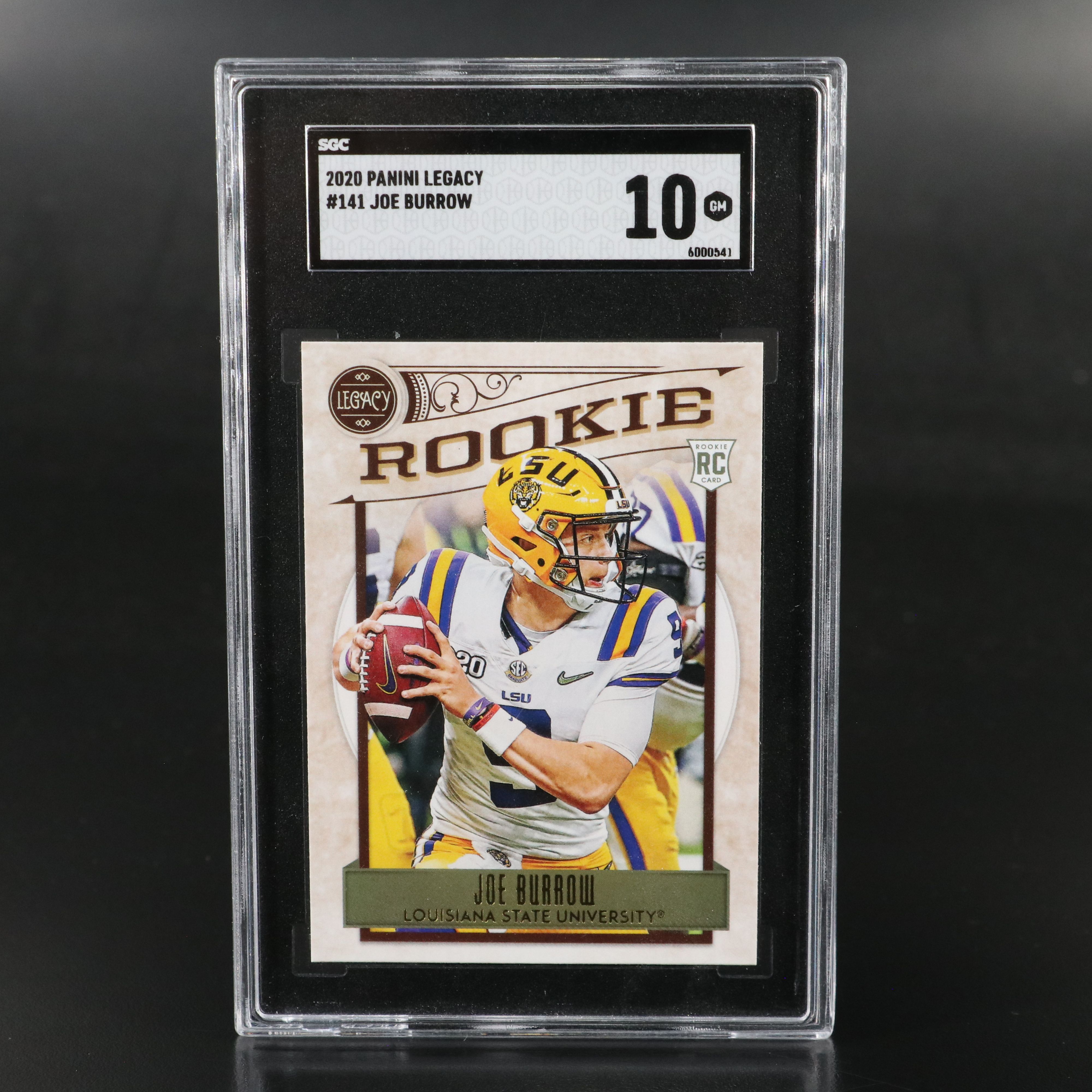 2020 Panini Legacy Joe Burrow Rookie Football Card Graded SGC 10