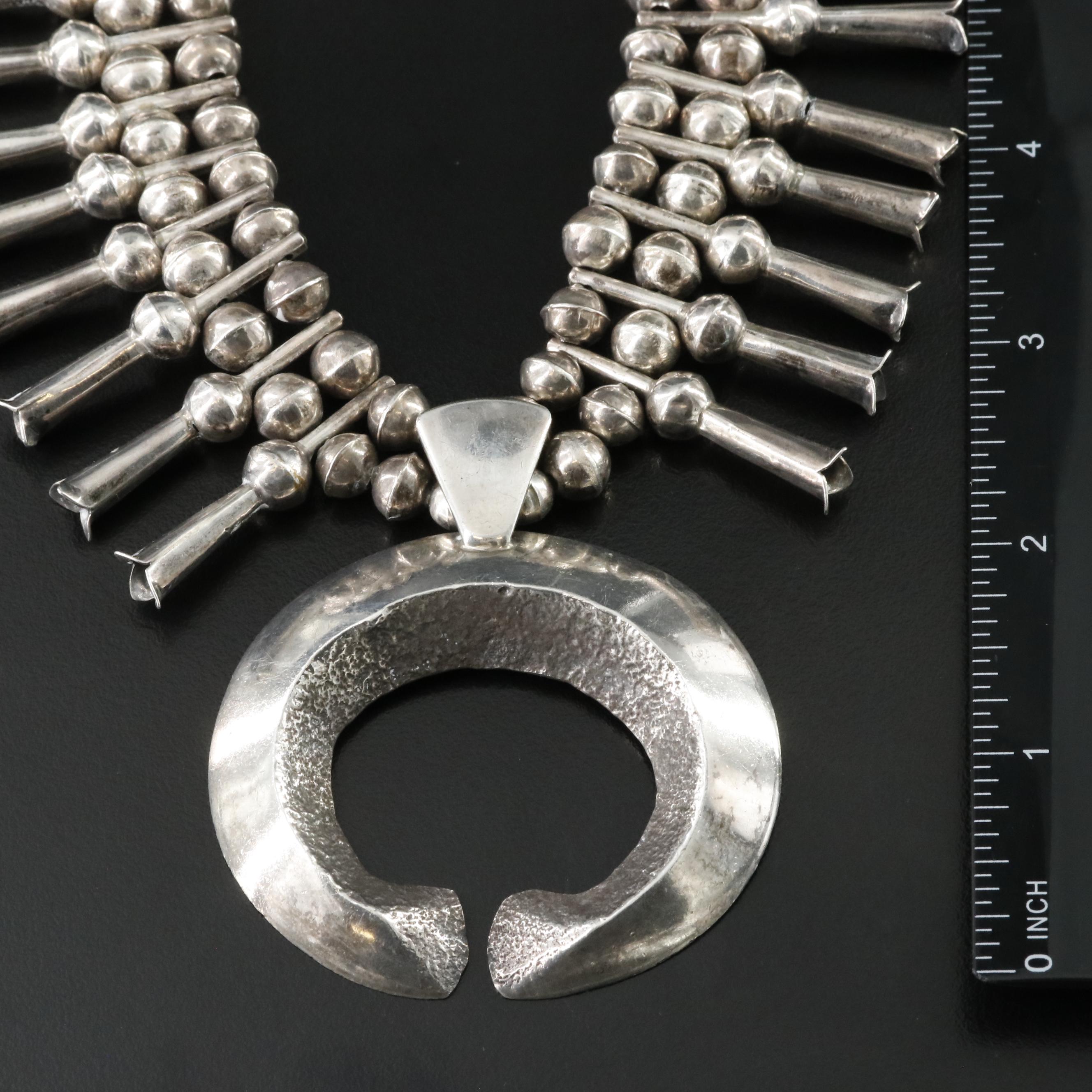 Southwestern Sterling Squash Blossom Necklace