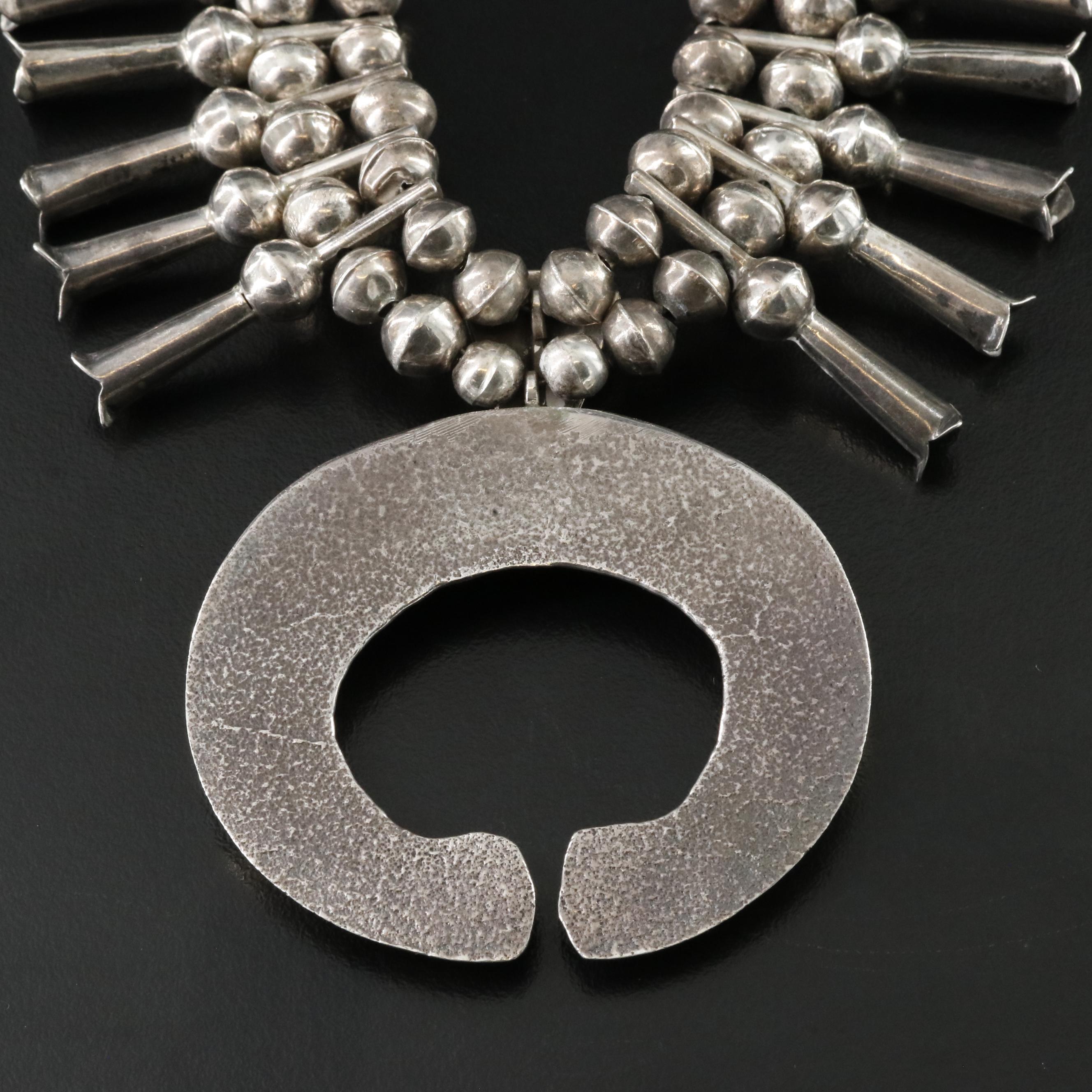 Southwestern Sterling Squash Blossom Necklace