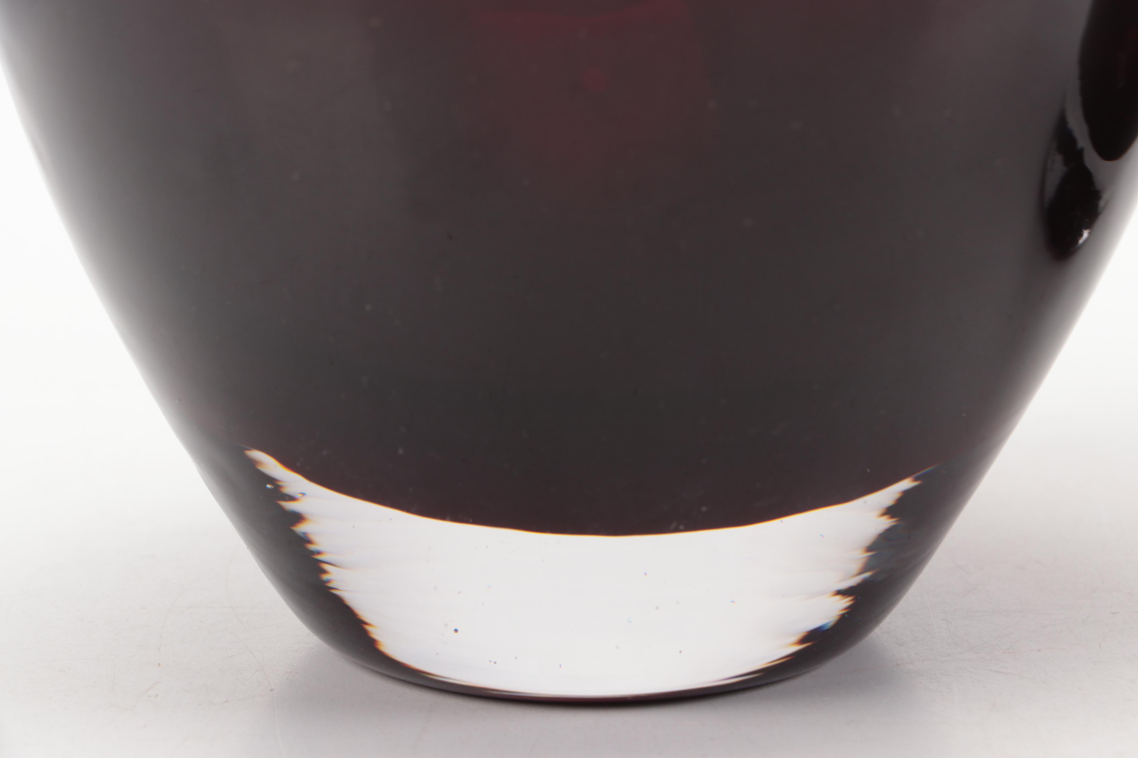 Mid Century Modern Style Red Handblown Glass Vases