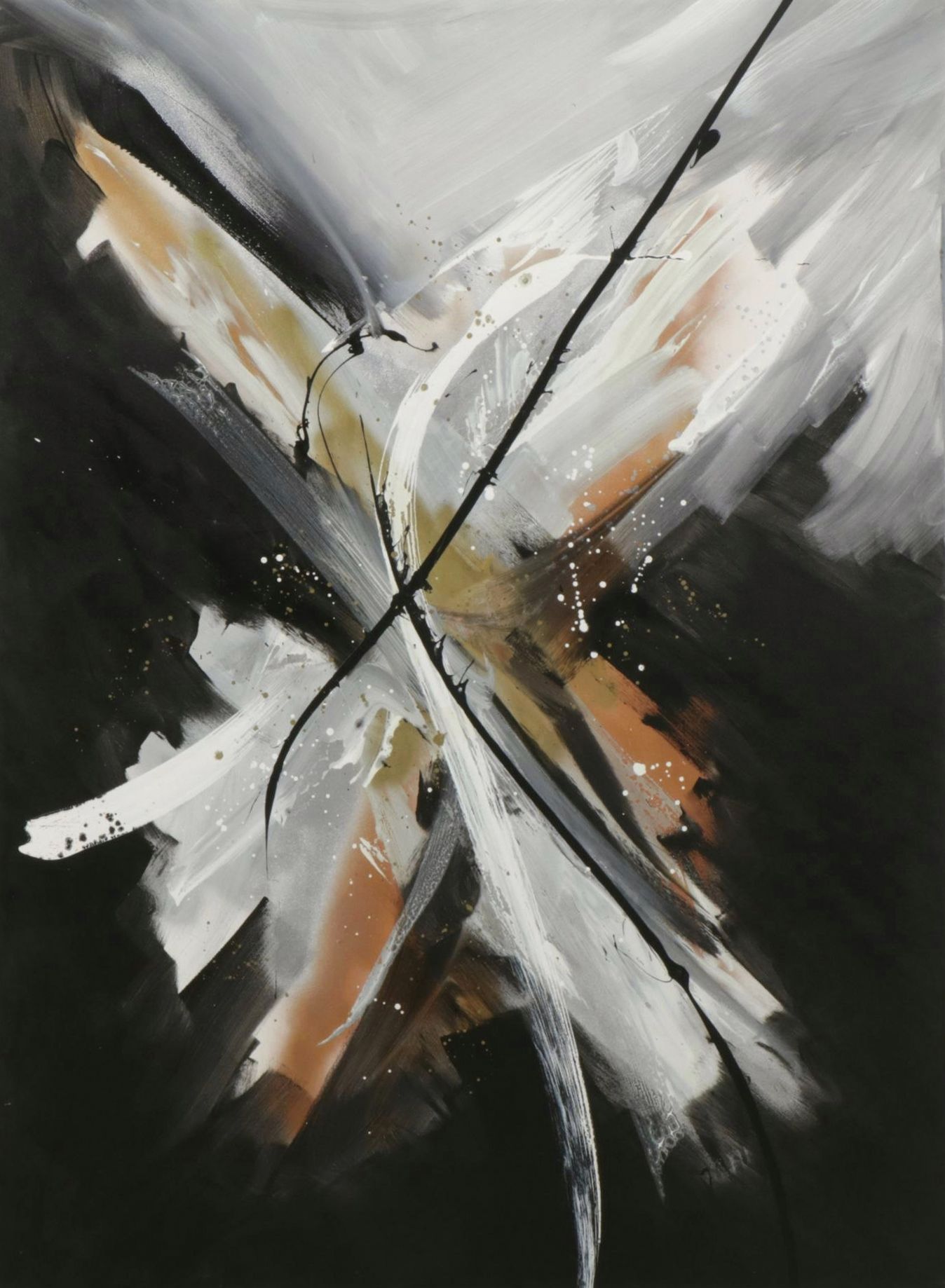 Patrick McNurney Gold and Copper Tone Gestural Abstract Oil Painting on Canvas