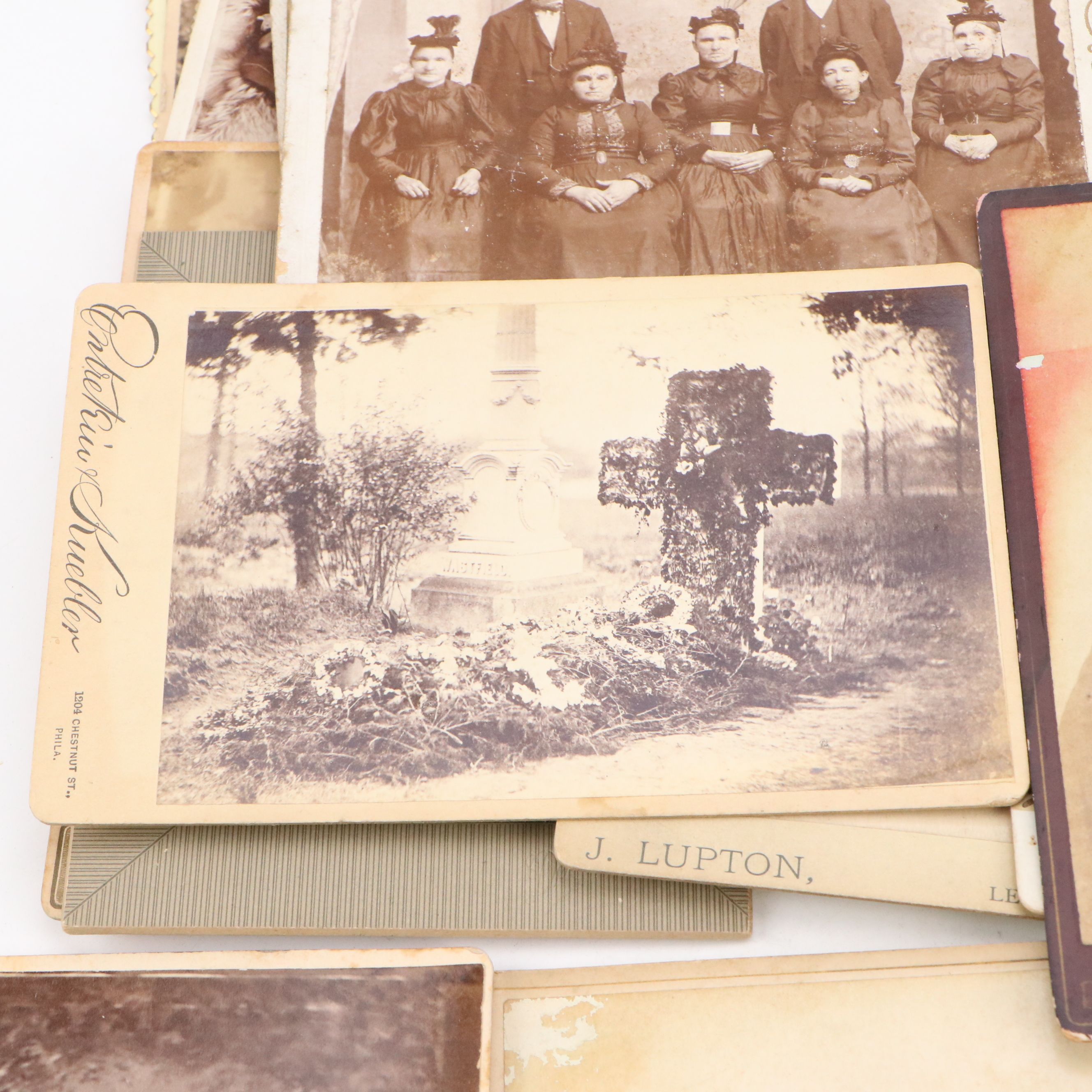 Photographs of Men, Women and Children with Funeral Cards