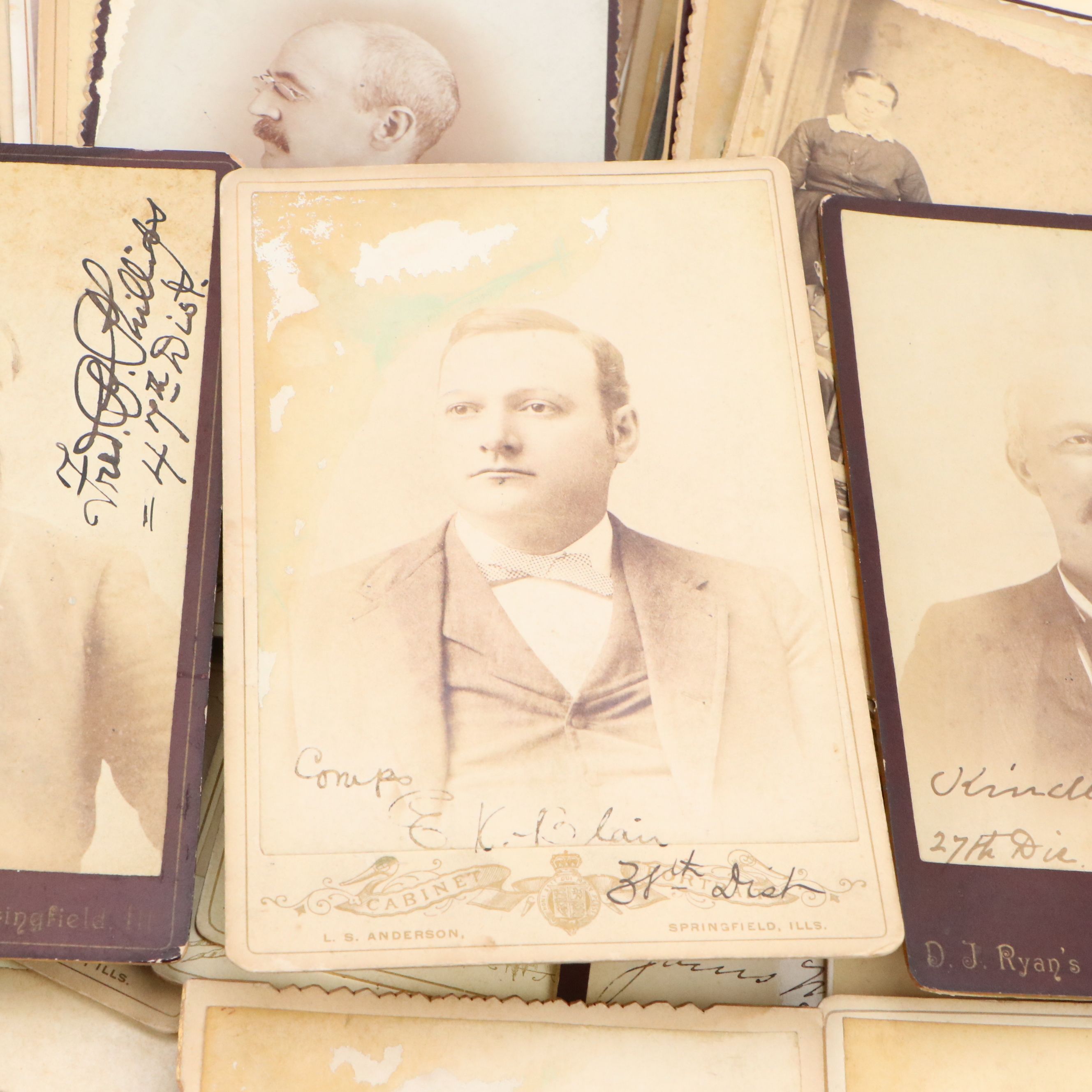 Photographs of Men, Women and Children with Funeral Cards