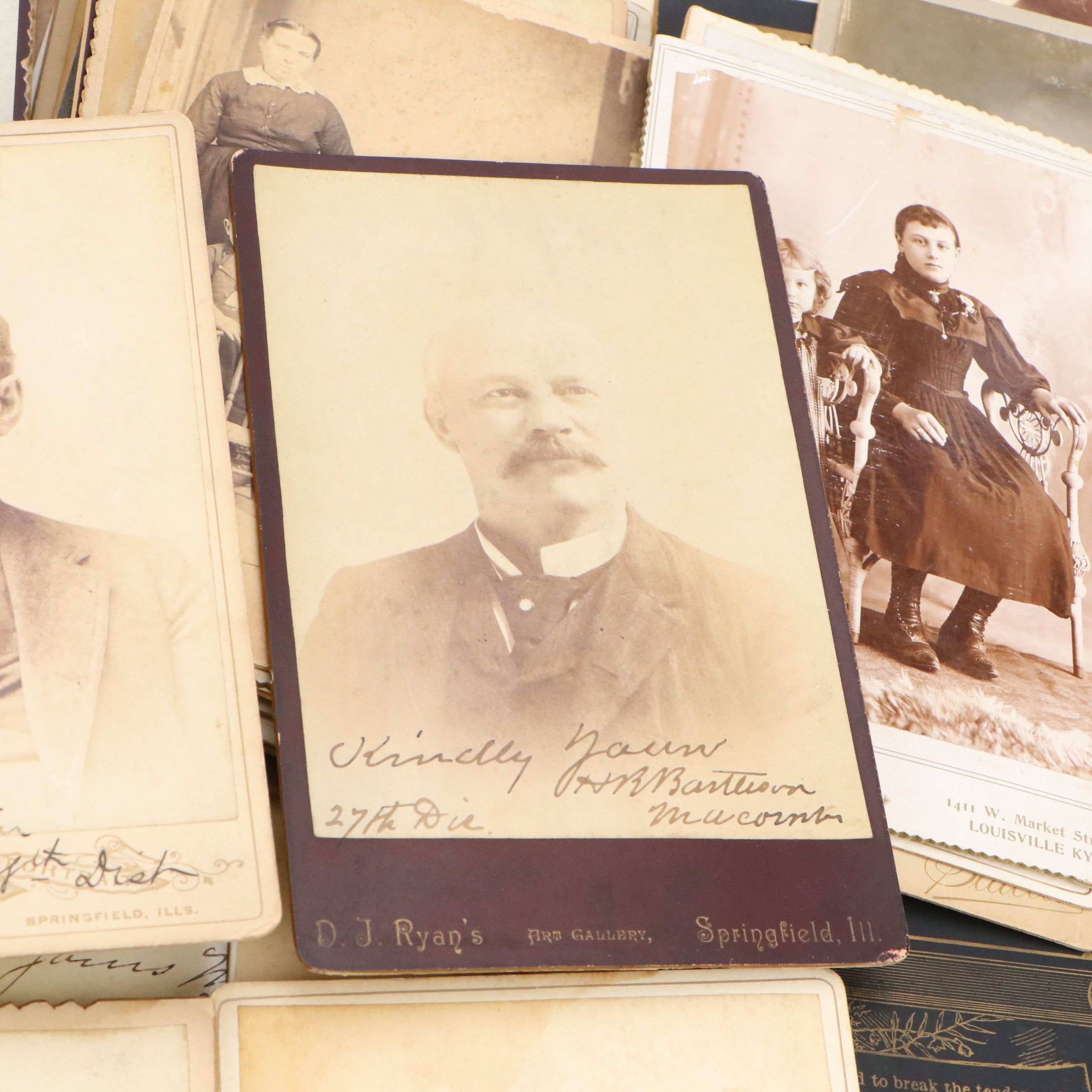 Photographs of Men, Women and Children with Funeral Cards