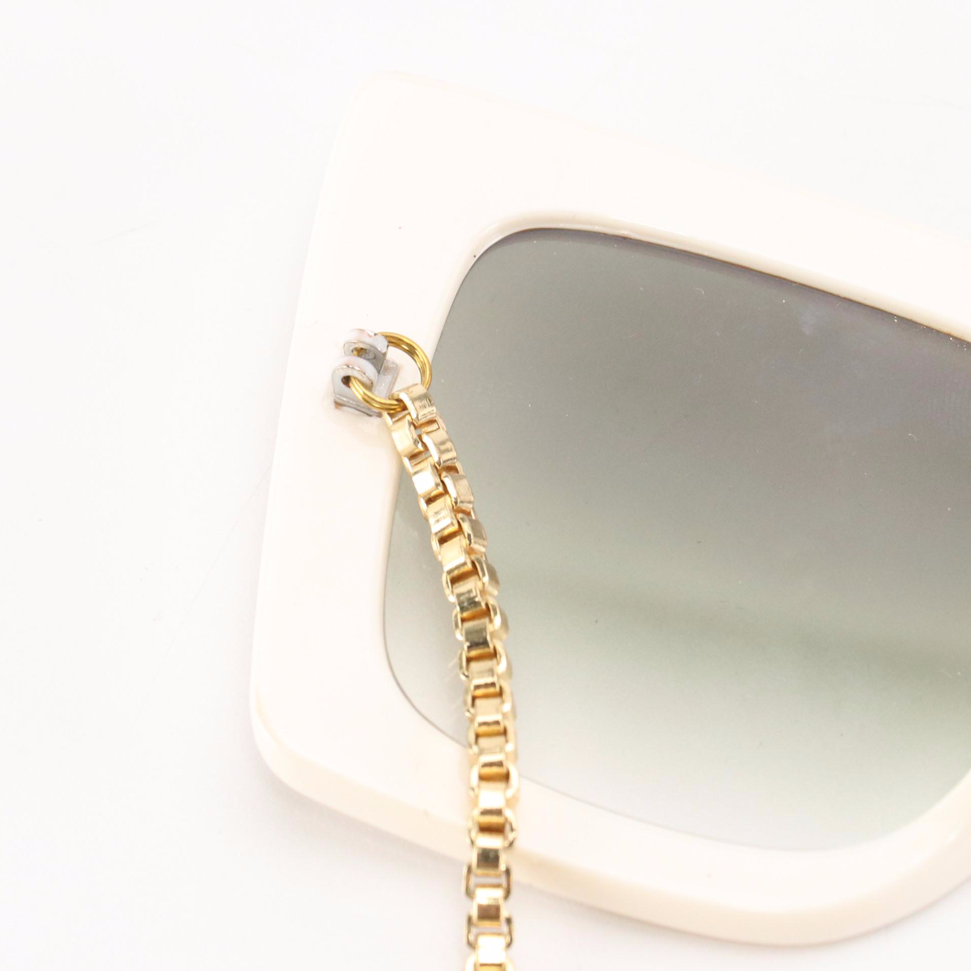 My Willows Rhinestone Heart and Oversized Square Chain & Crystal Sunglasses