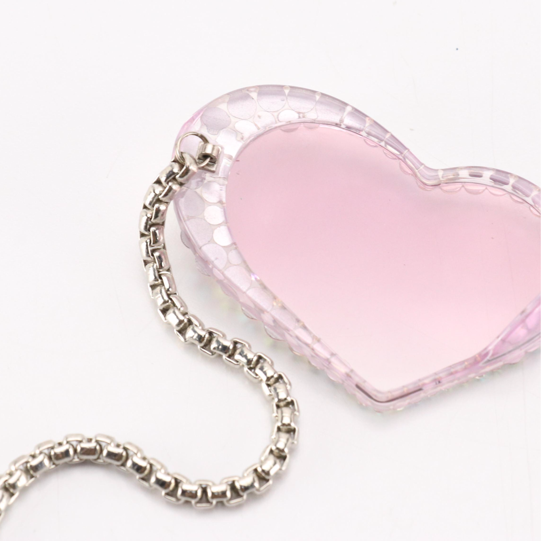 My Willows Rhinestone Heart and Oversized Square Chain & Crystal Sunglasses