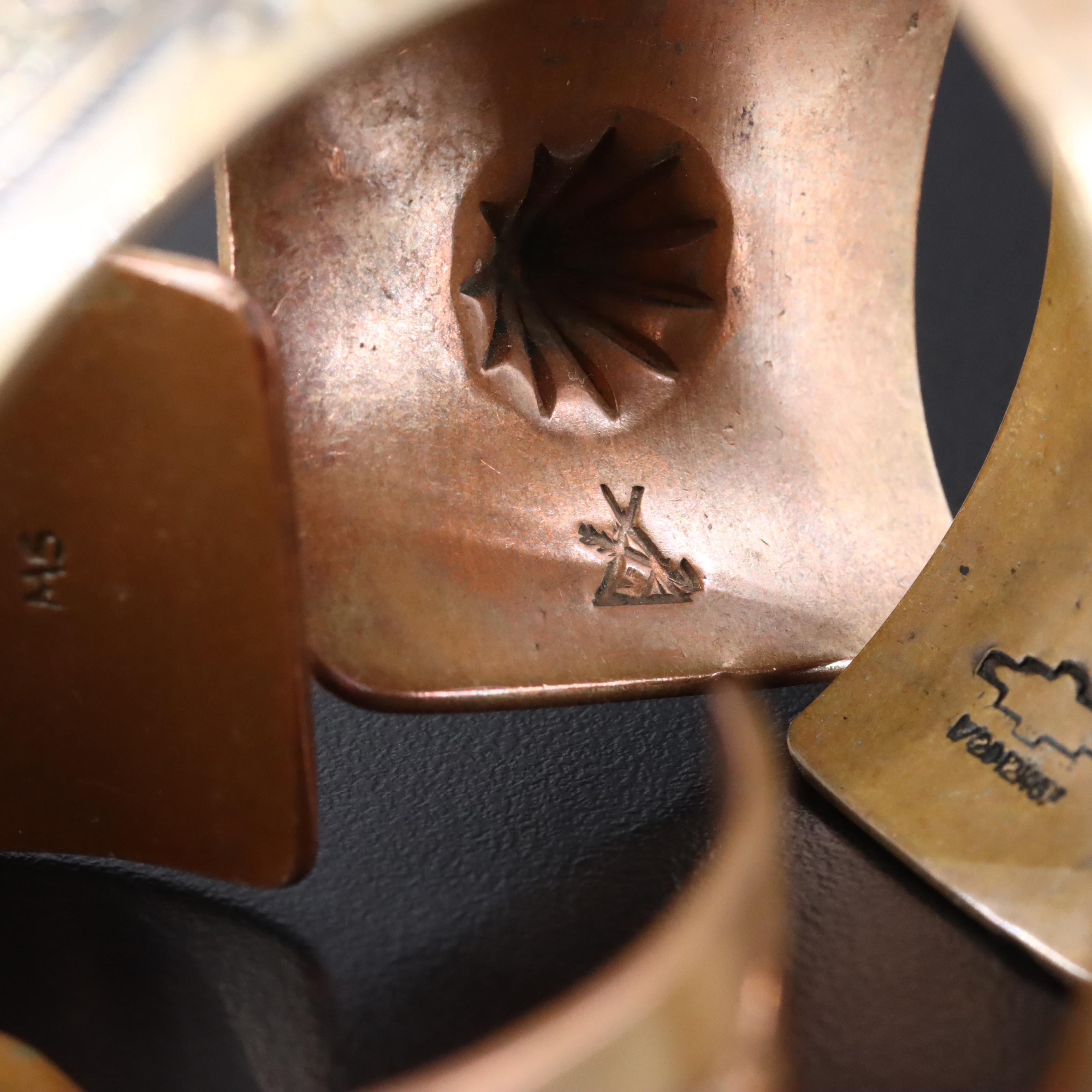 Southwestern Signed Copper and Gold-Filled Cuff Bracelets