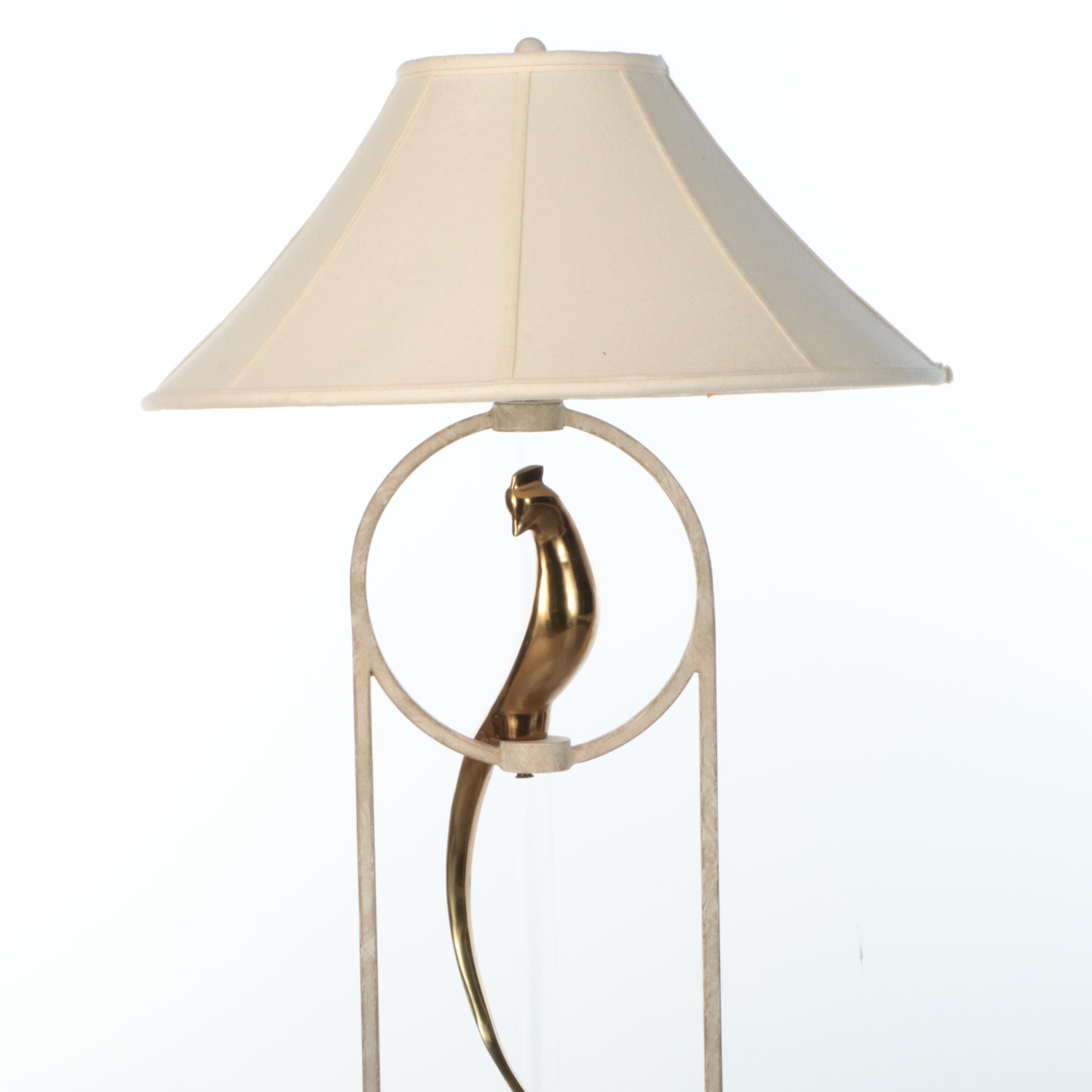 Gilt Perched Bird Metal Floor Lamp