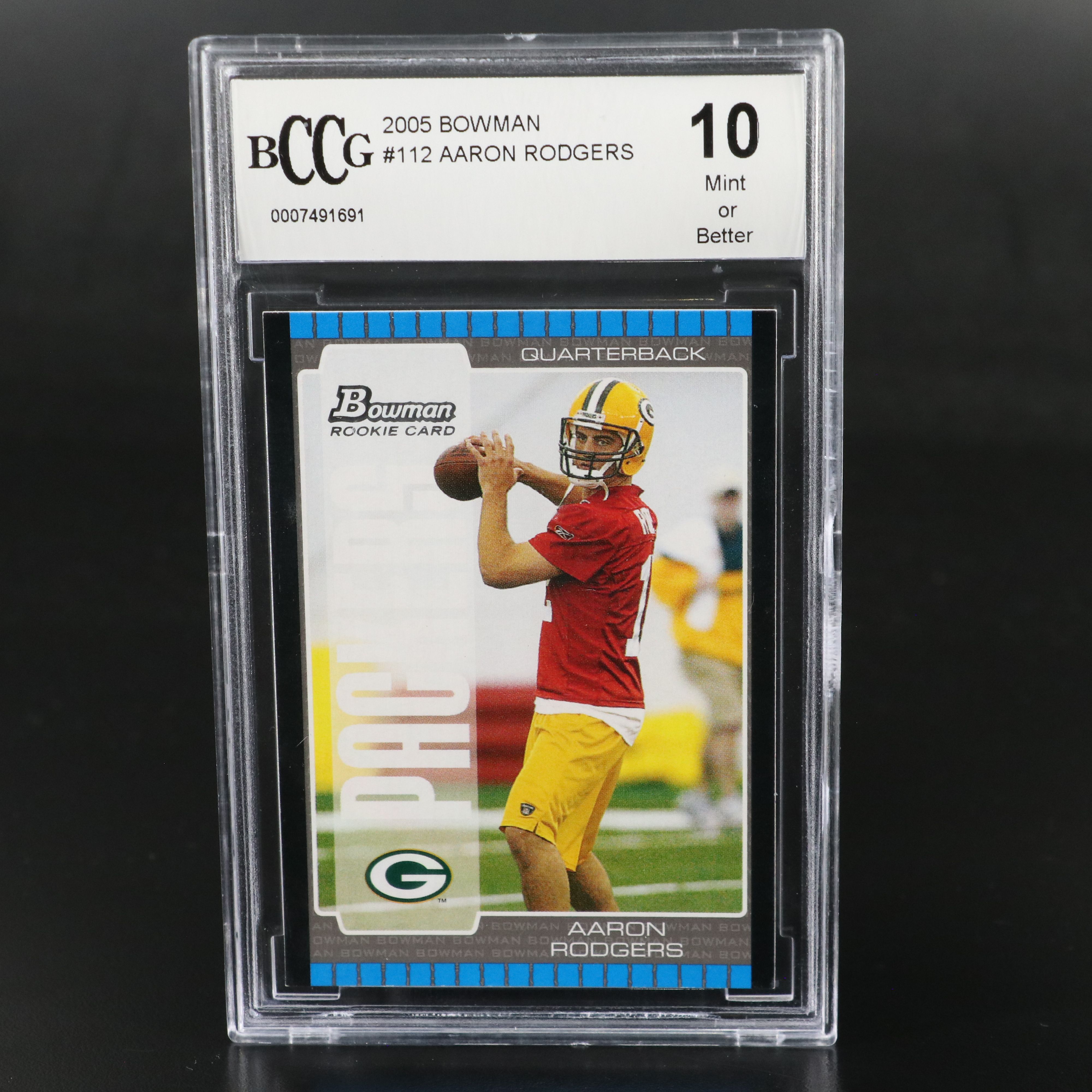 2005 Bowman Aaron Rodgers Green Bay Packers Rookie Card Graded BCCG 10