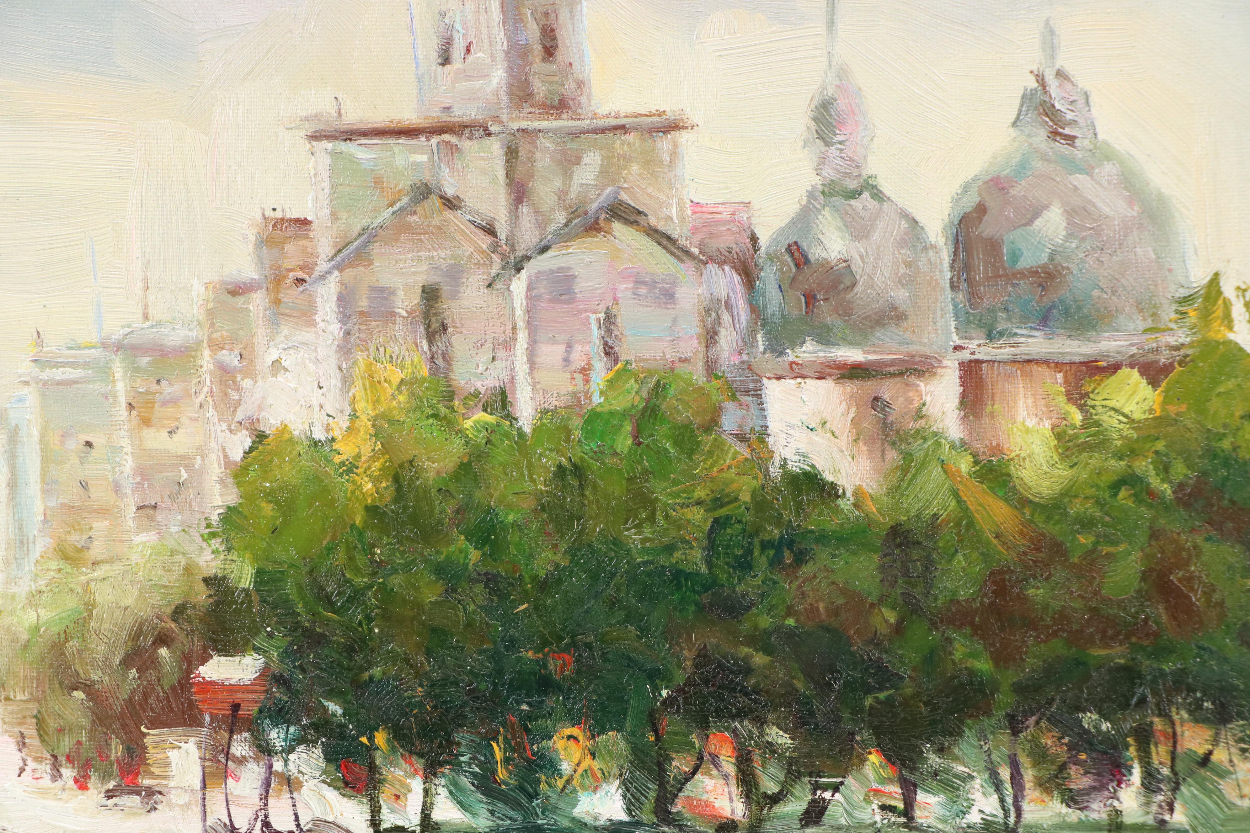 Impressionist Style Oil Landscape Paintings of Figures in Parks, 21st Century