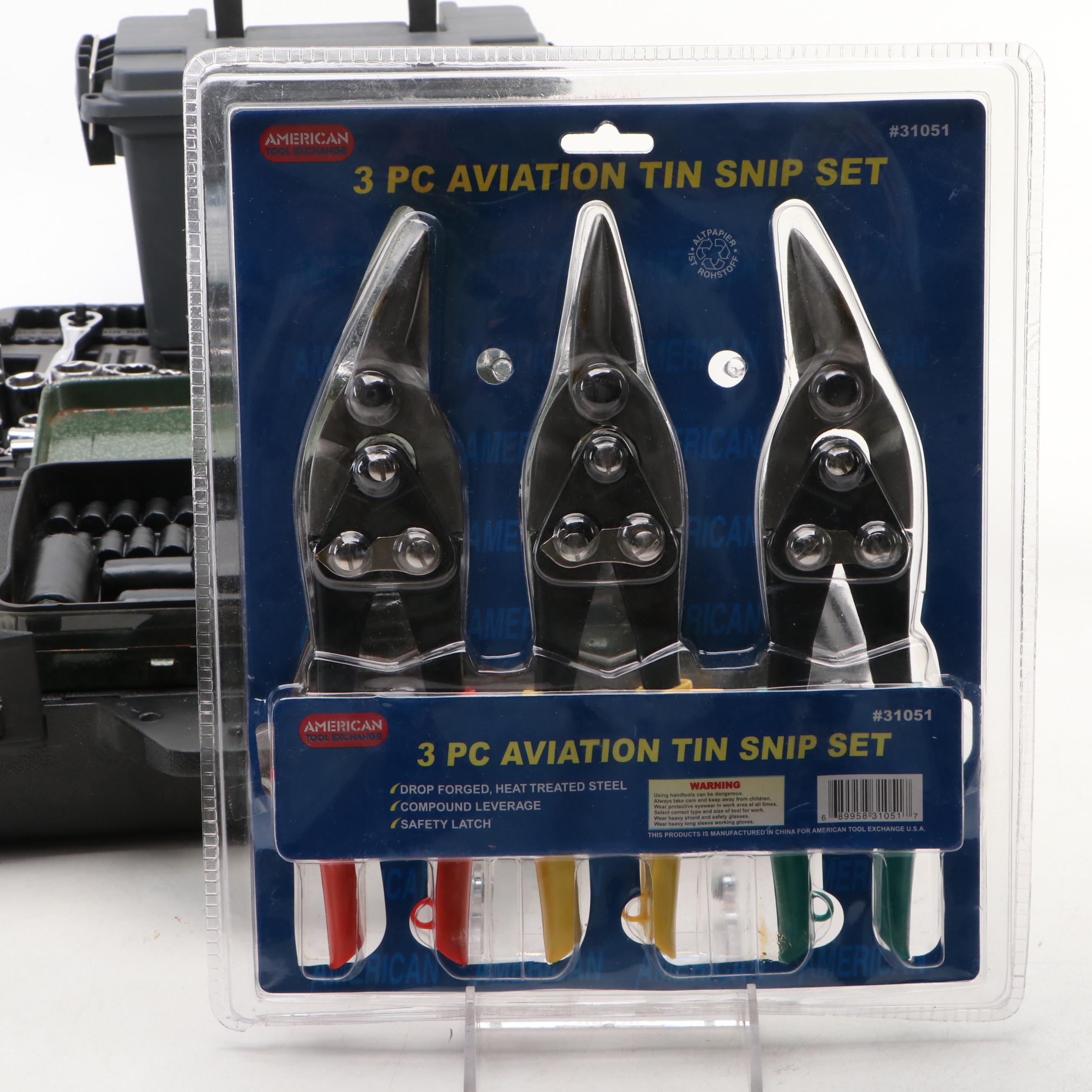 Craftsman and AMT Sockets, Aviation Snips and Other Tools with Ammo and Tool Box