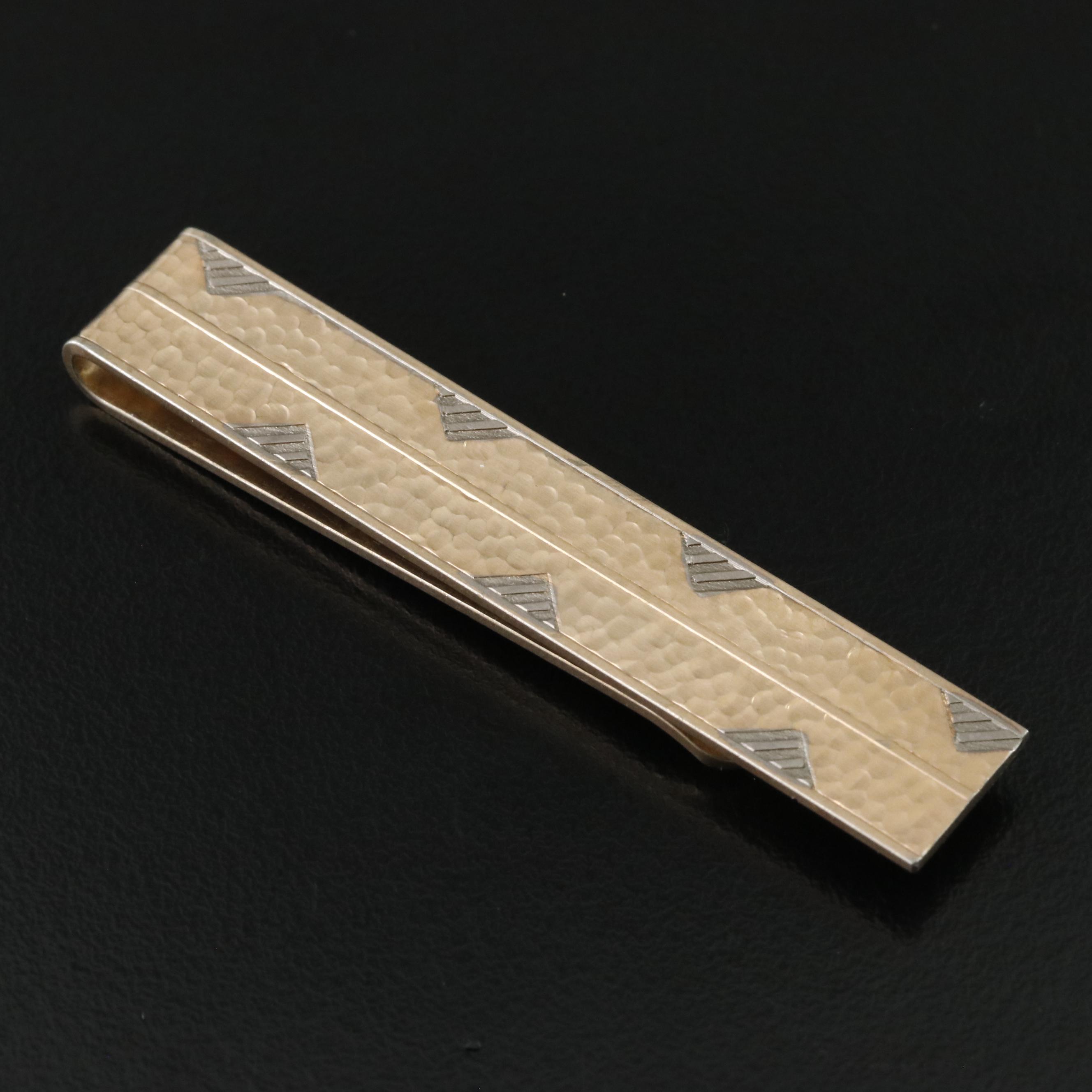 Vintage Swank Tie Clip with Hammered Finish