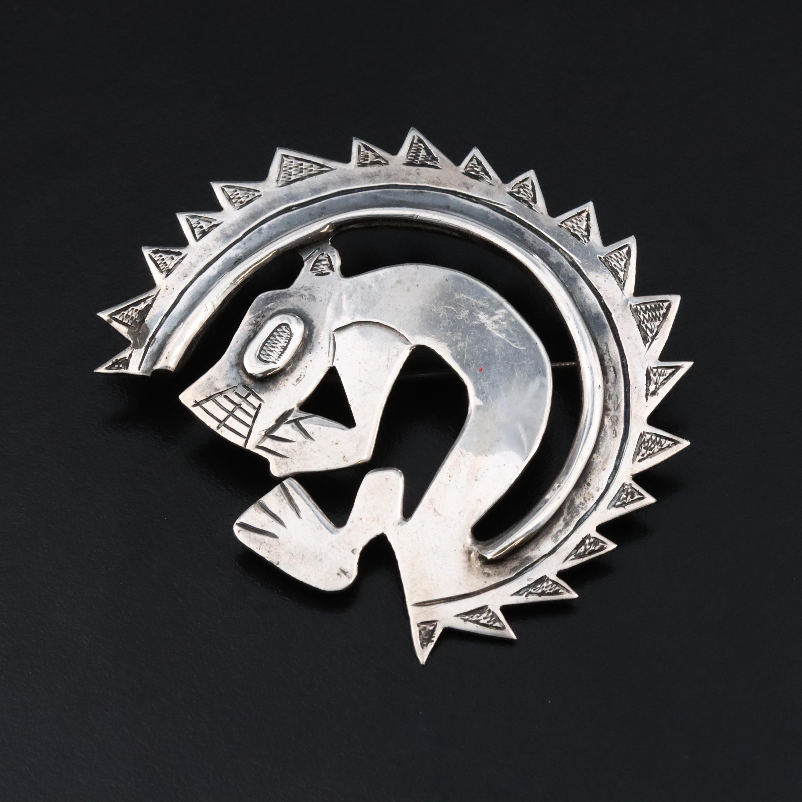Pacific Northwestern Style Sterling Beaver Brooch