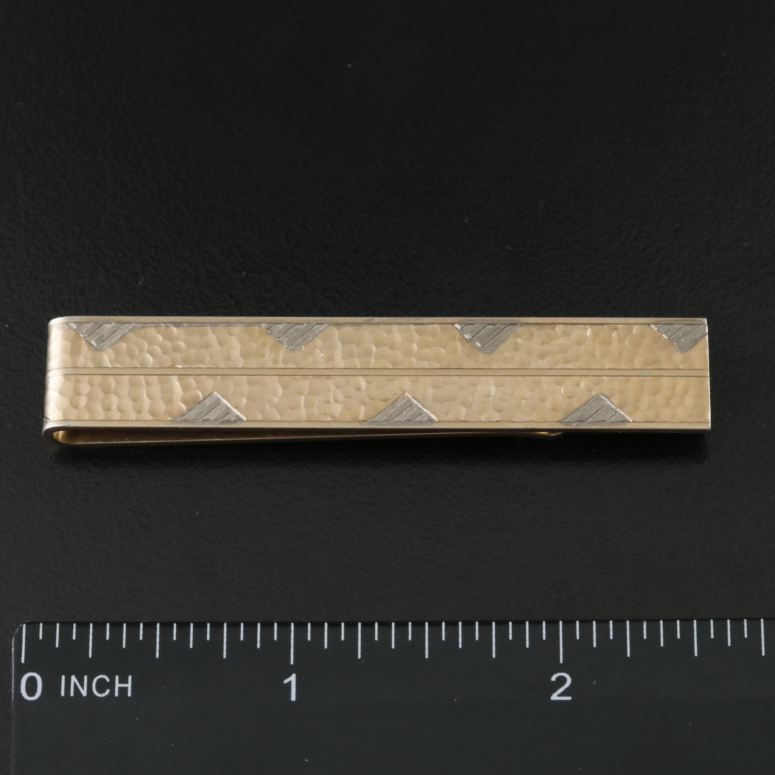 Vintage Swank Tie Clip with Hammered Finish