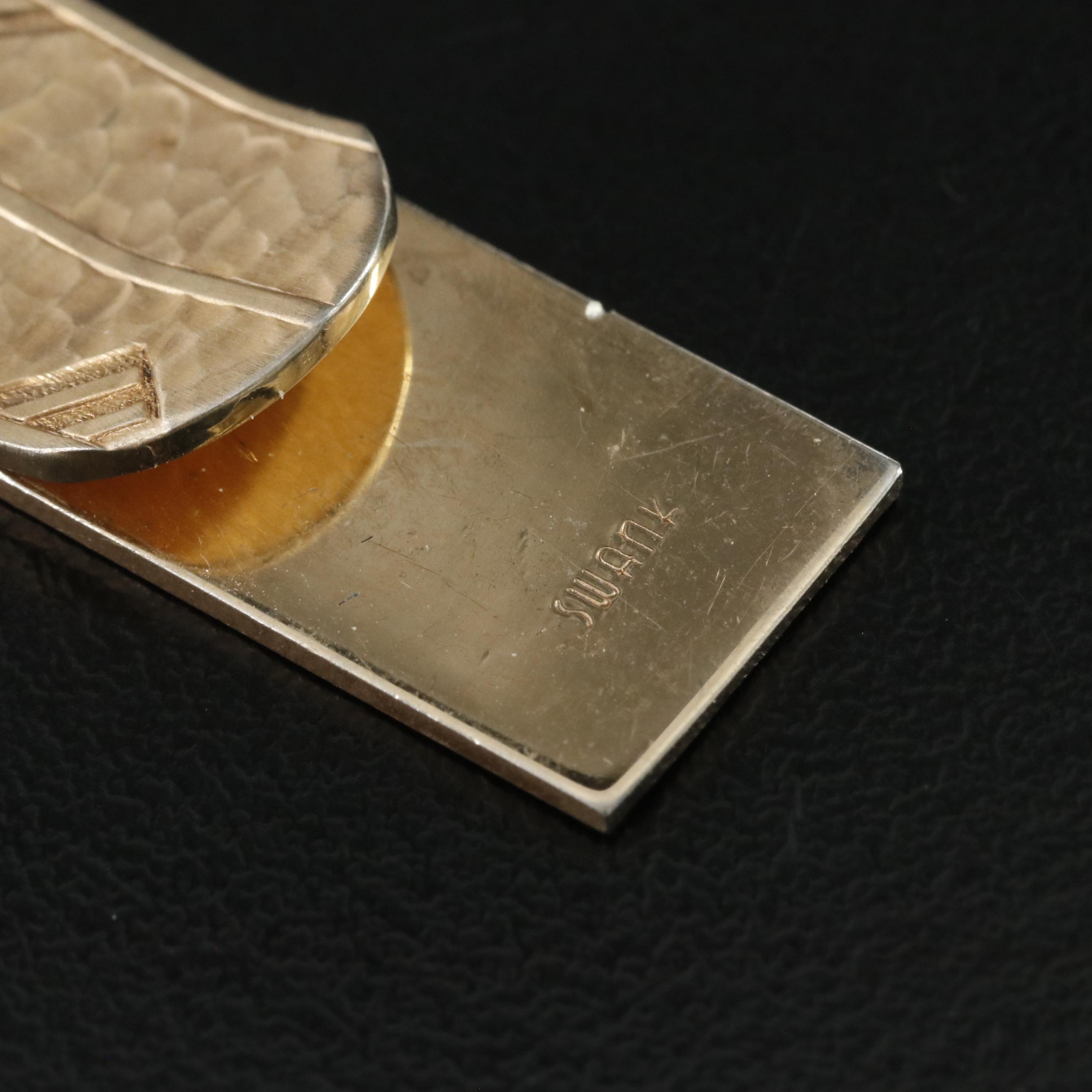 Vintage Swank Tie Clip with Hammered Finish