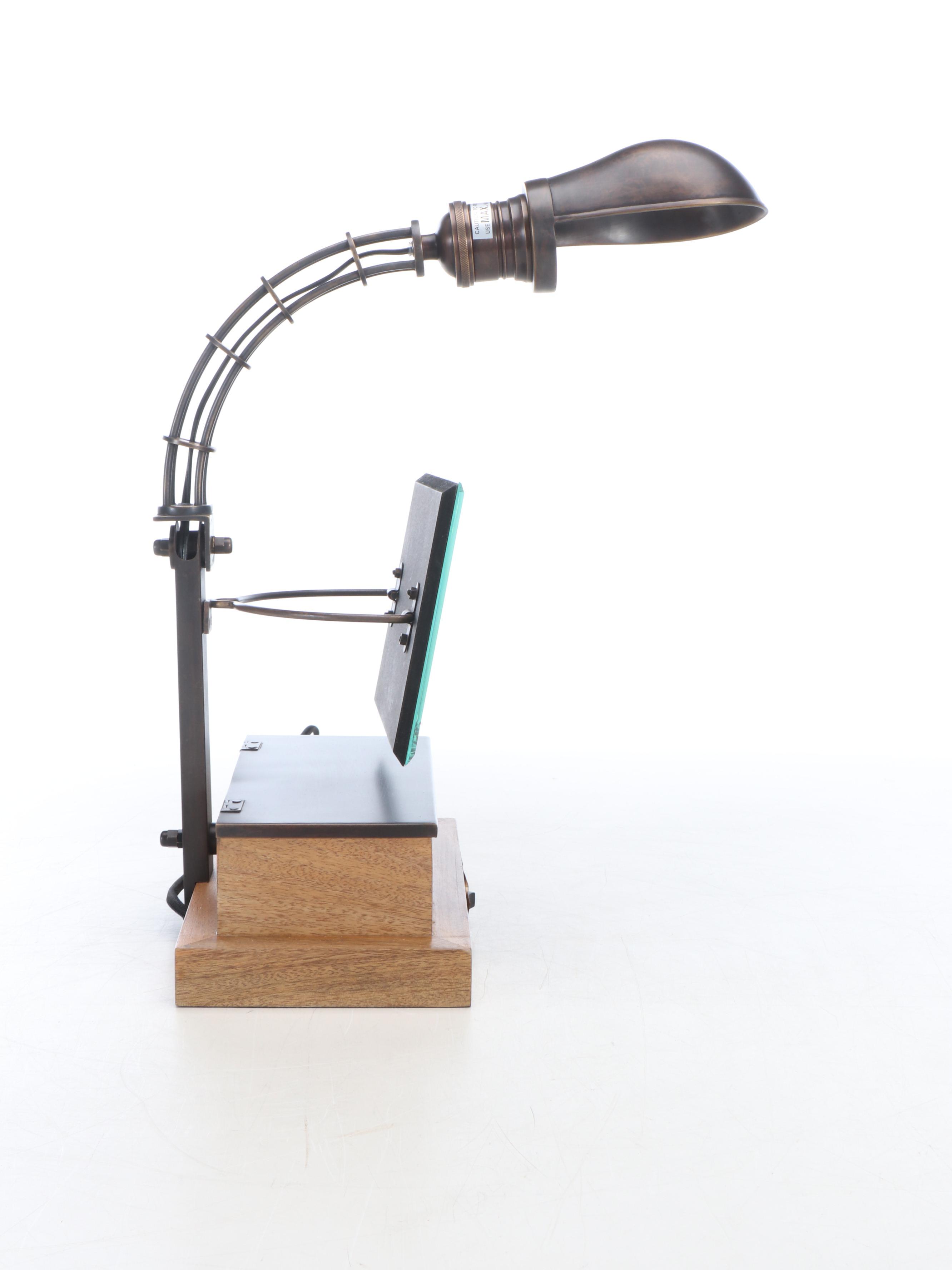 Bobo Bronzed Metal Task Lamp with Adjustable Mirror