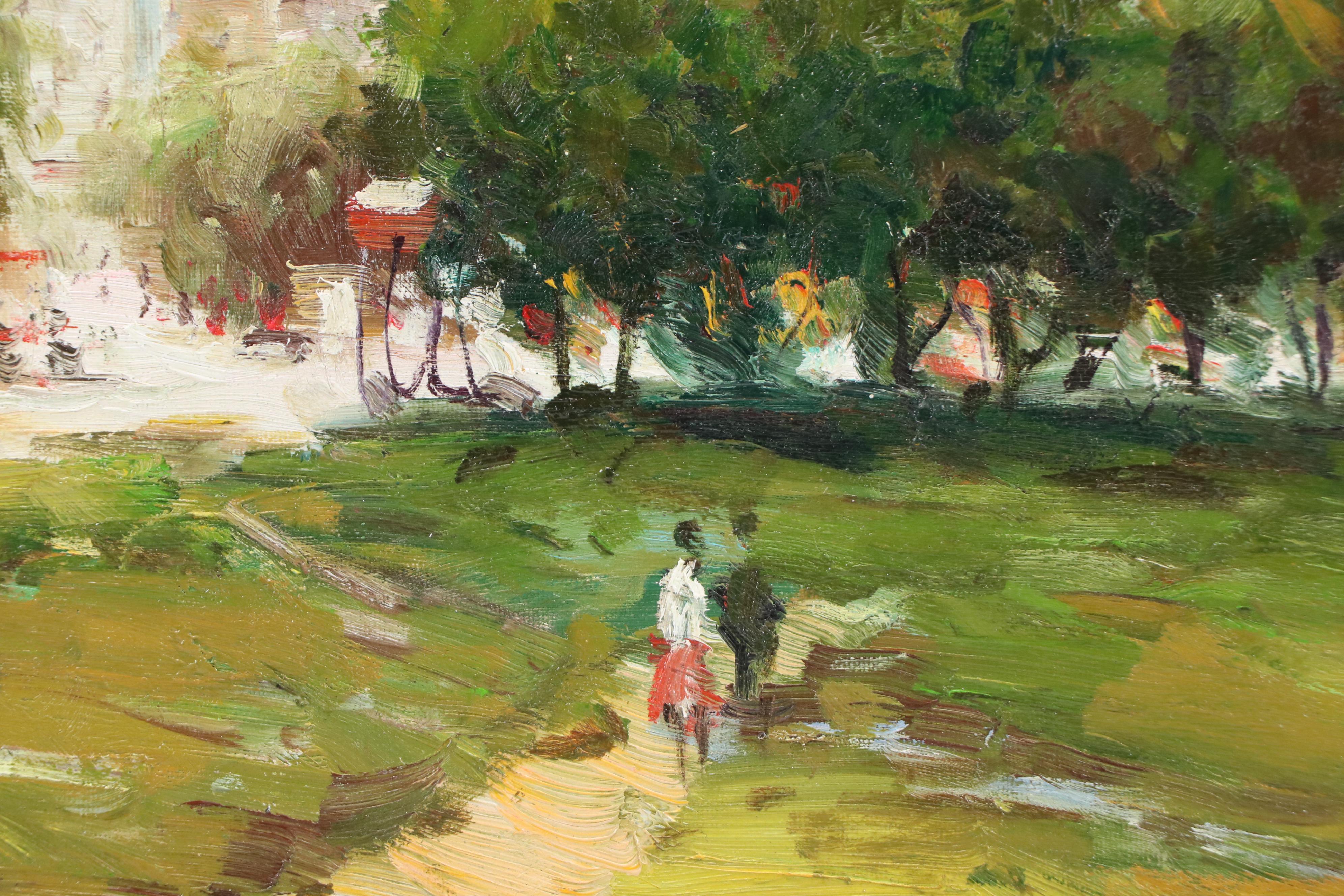 Impressionist Style Oil Landscape Paintings of Figures in Parks, 21st Century