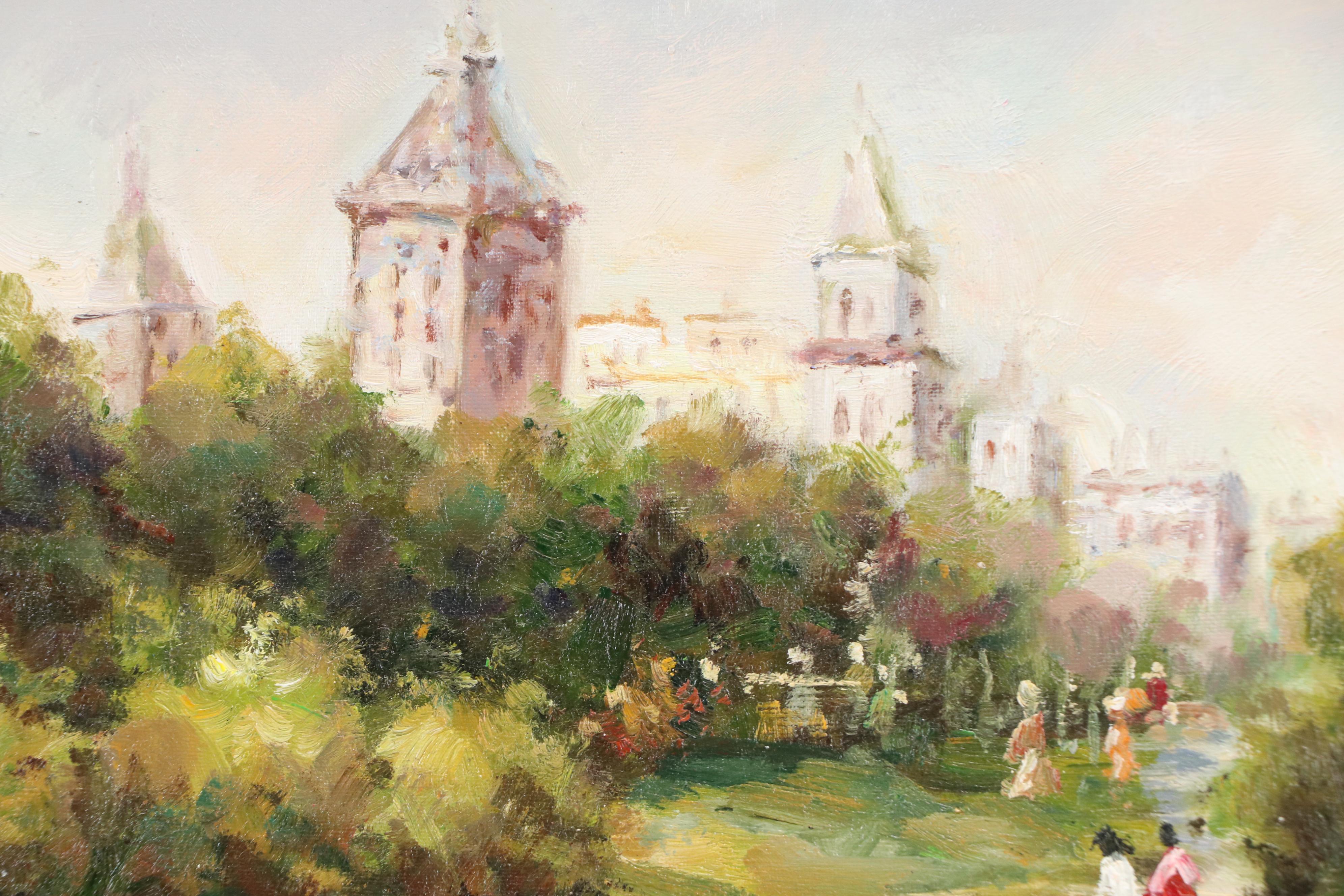 Impressionist Style Oil Landscape Paintings of Figures in Parks, 21st Century