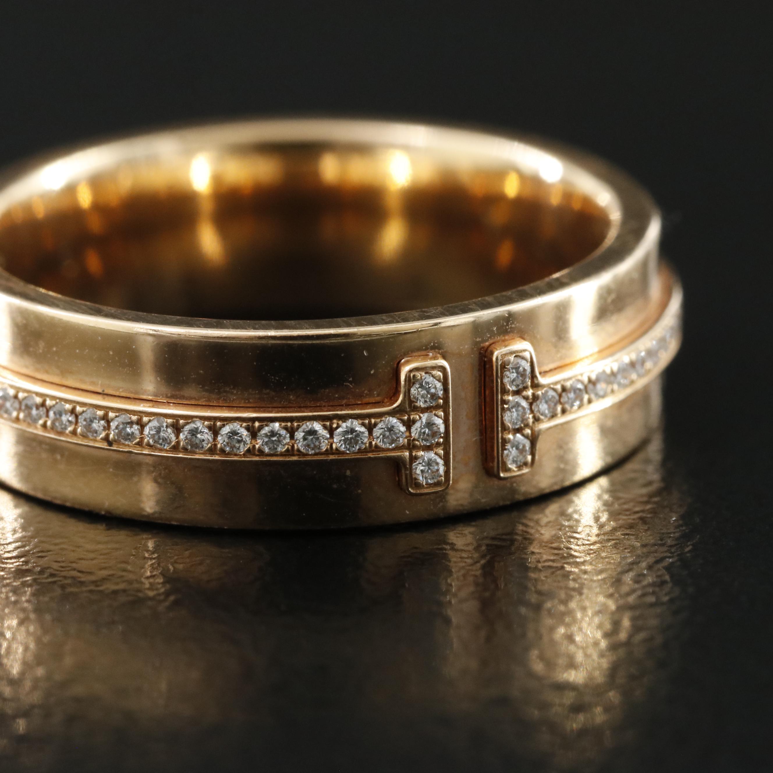 Tiffany & Co. 'T' 18K Rose Gold 0.33 CTW Diamond Eternity Ring