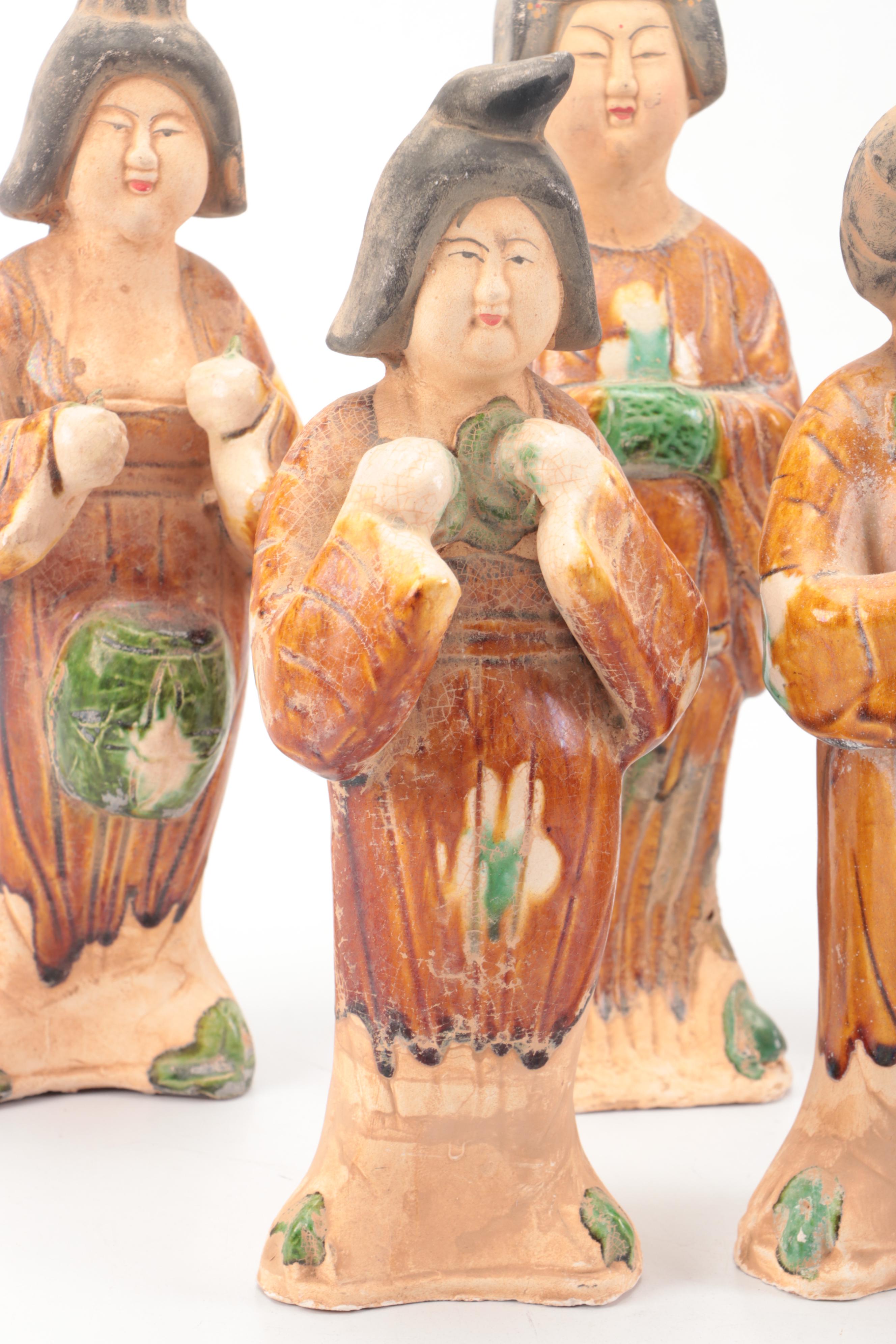 Chinese Tang Style Sancai Female Ceramic Figures