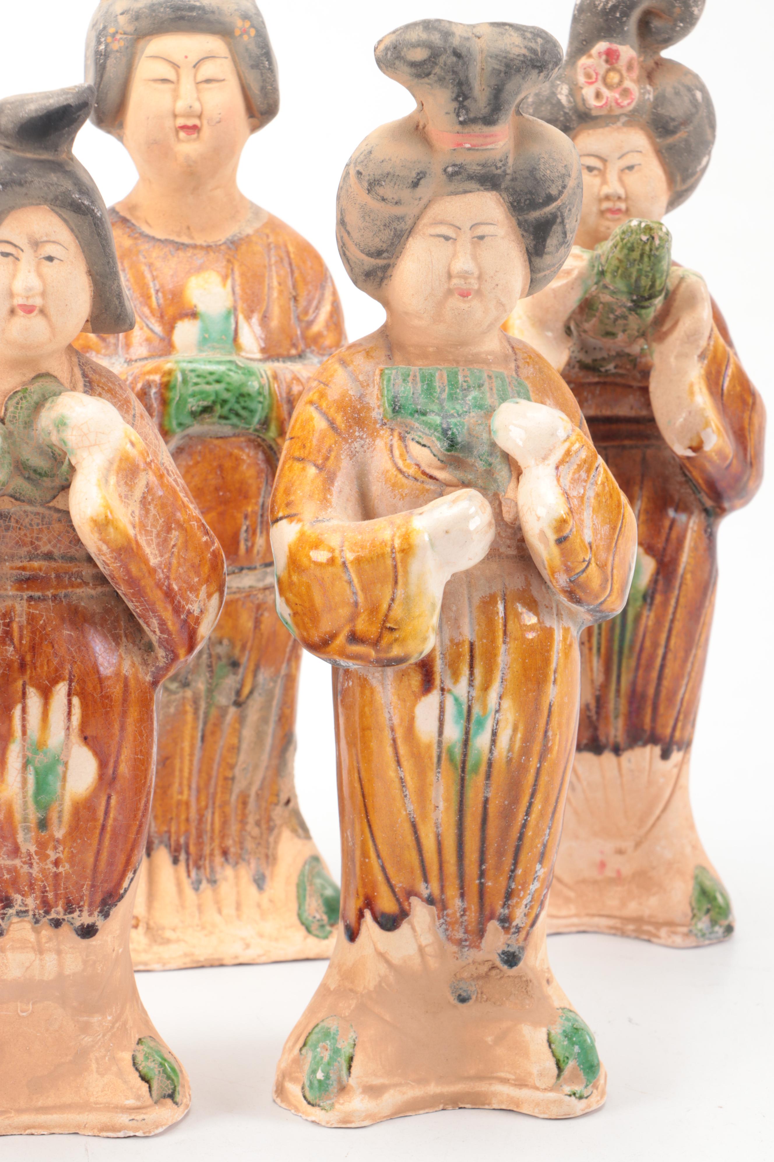 Chinese Tang Style Sancai Female Ceramic Figures