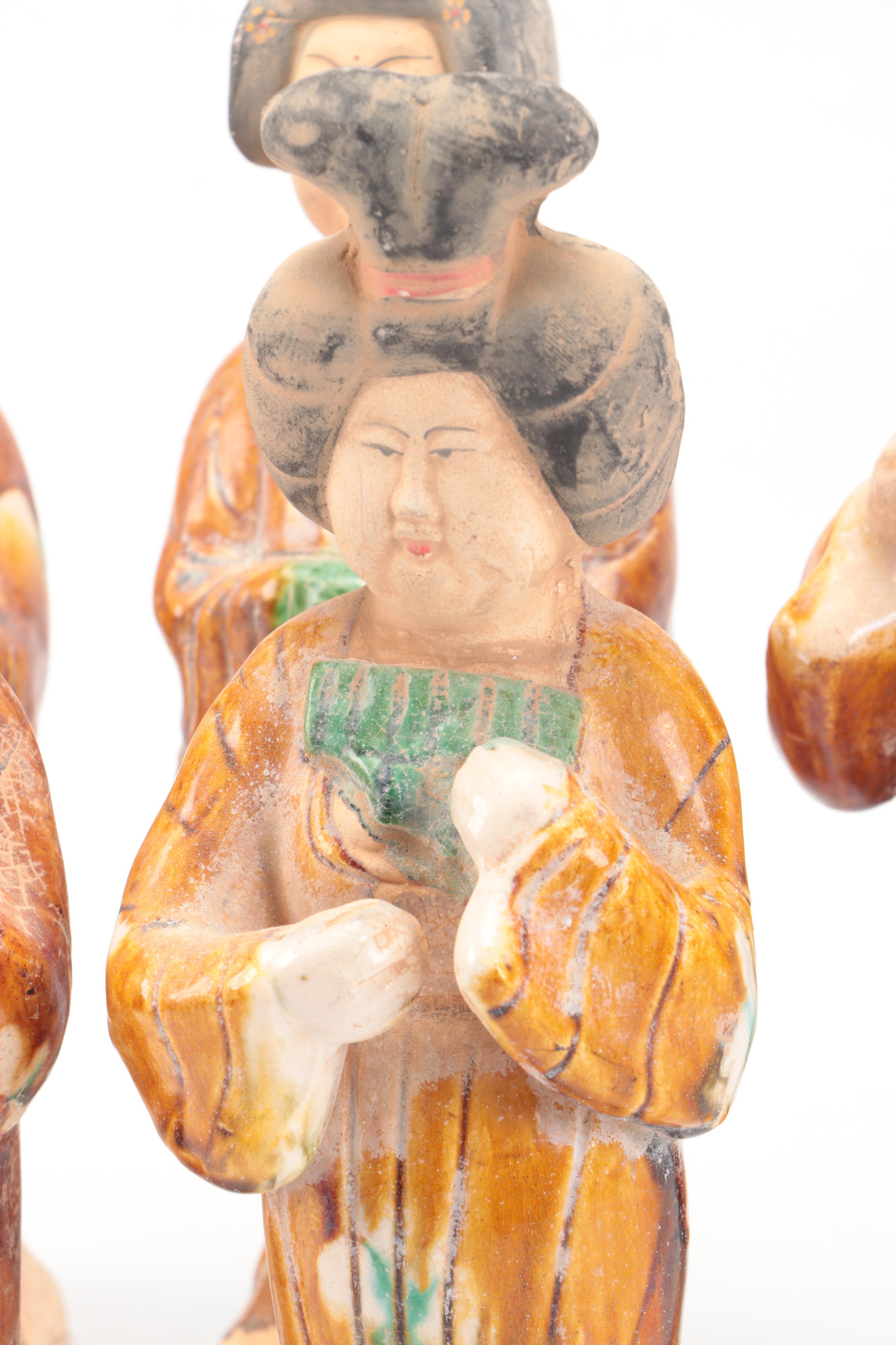 Chinese Tang Style Sancai Female Ceramic Figures